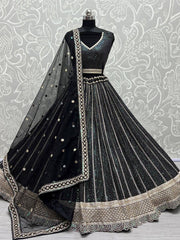 Alluring Black Sequence Embroidered Georgette Lehenga Choli