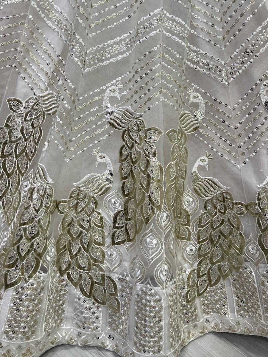 Elegant White Sequined Embroidery Party Wear Lehenga Choli