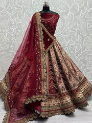 Meritorious Multi-Color Dori Work Velvet Bridal Lehenga Choli