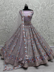 Marvelous Lavender Sequins Net Bridesmaid Lehenga Choli With Dupatta