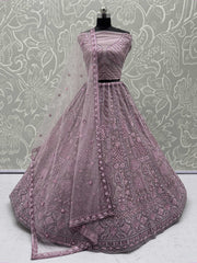 Timeless Pink Net Sequins Bridesmaid Lehenga Choli With Dupatta