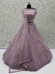 Timeless Pink Net Sequins Bridesmaid Lehenga Choli With Dupatta