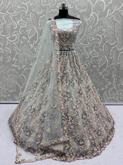 Desirable Sky Blue Multi Thread Work Bridemaids Lehenga Choli