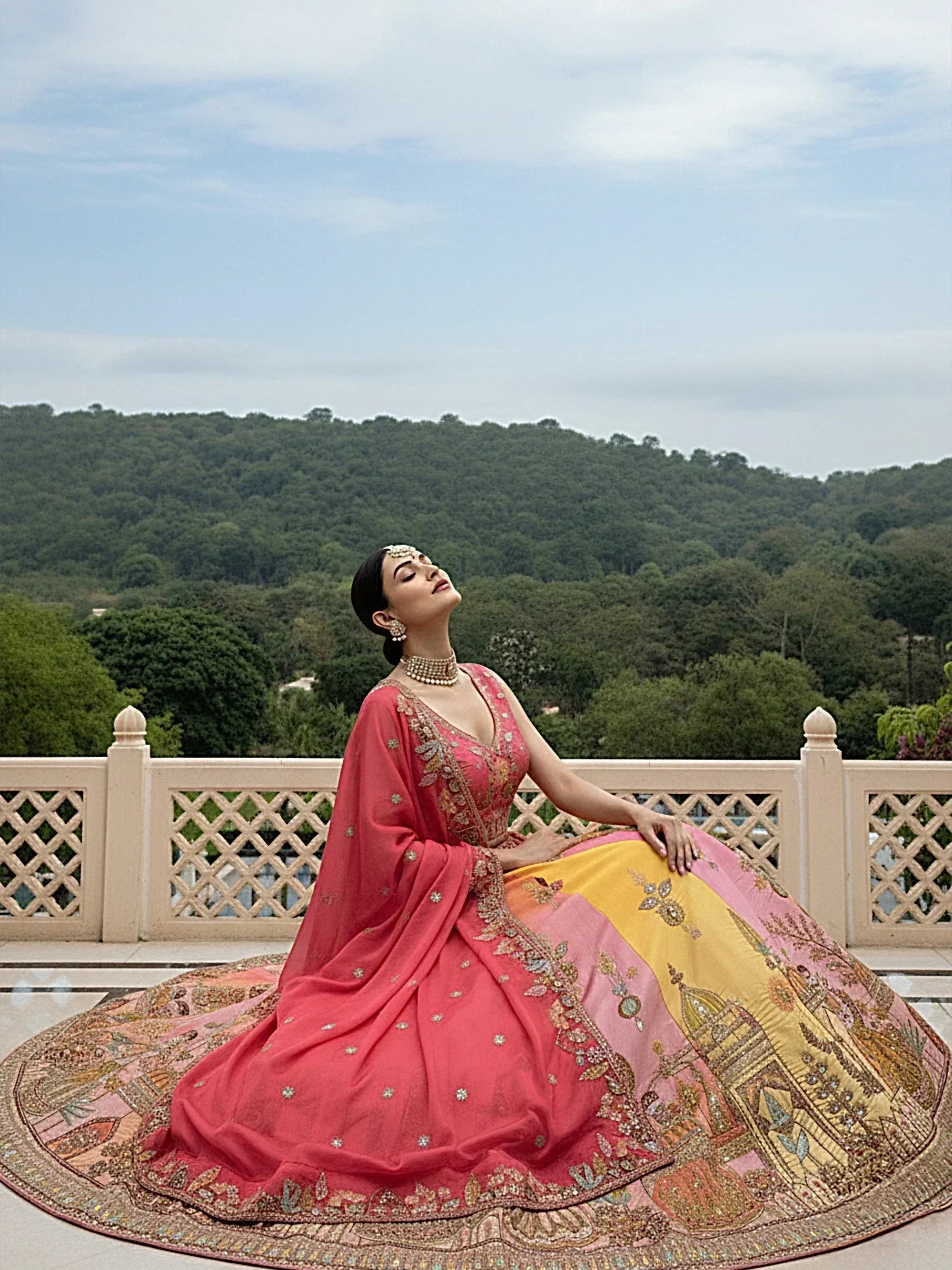 Precious Pink Thread Embroidered Silk Bridesmaid Lehenga Choli