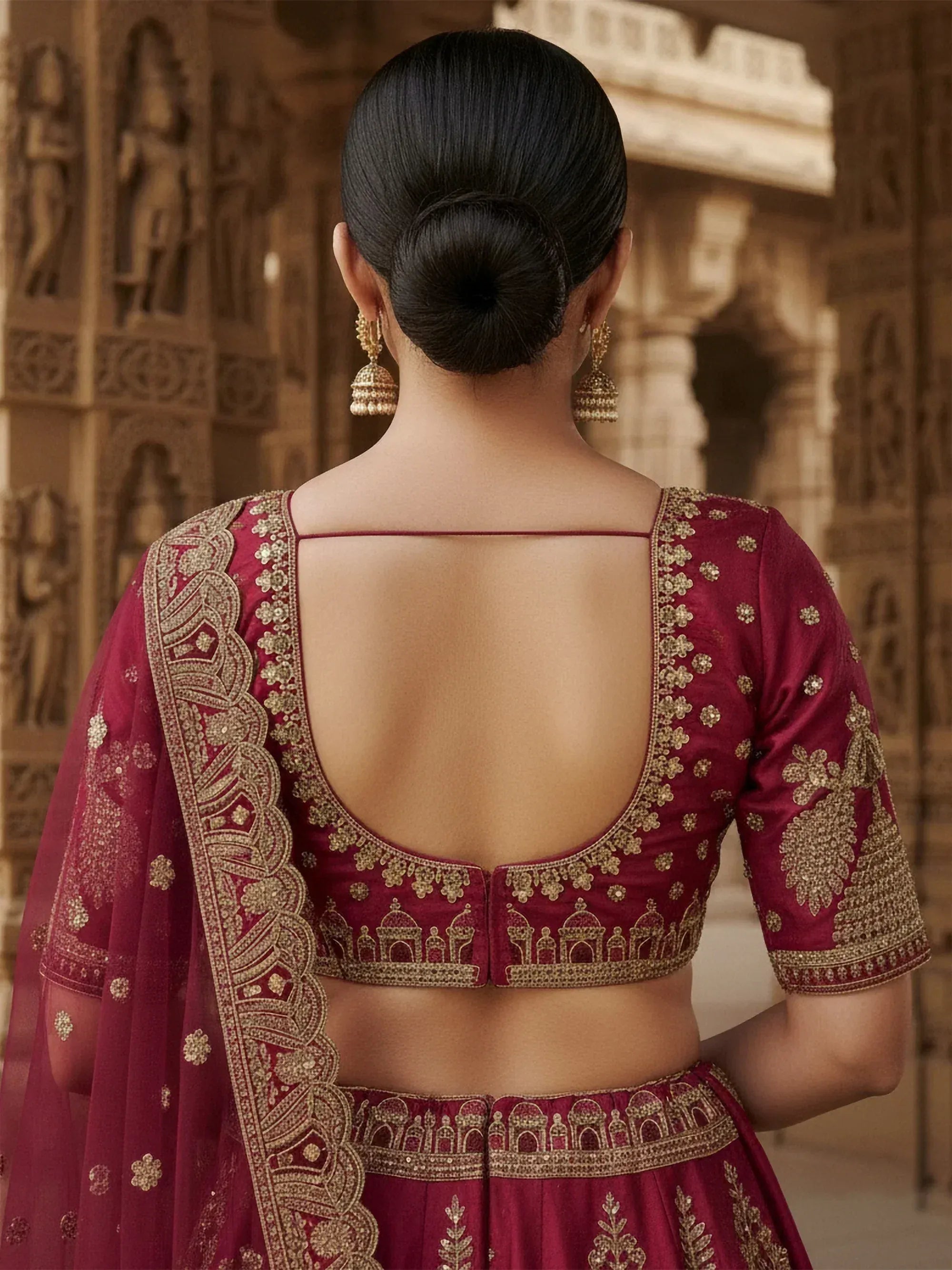 Gorgeous Pink Embroidered Silk Bridal Lehenga Choli With Double Dupatta