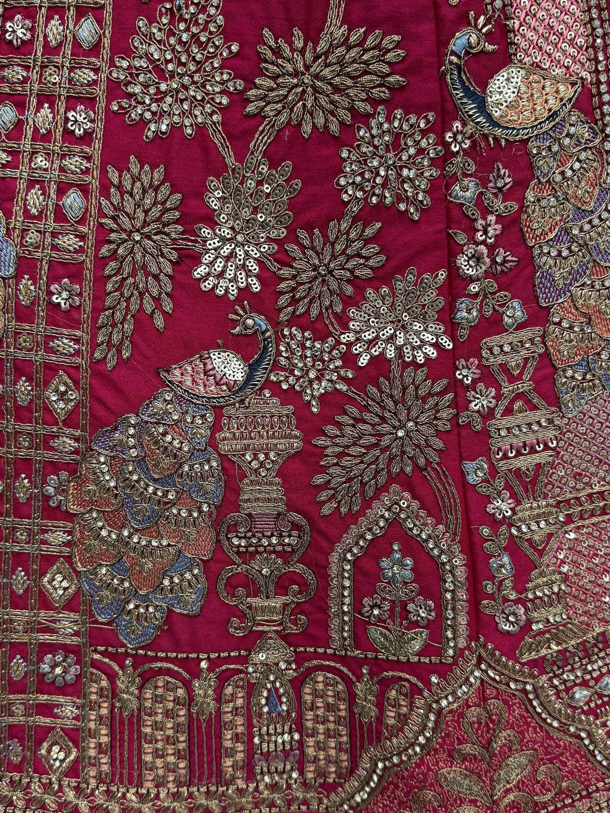 Great Pink Embroidered Silk Bridal Lehenga Choli With Double Dupatta