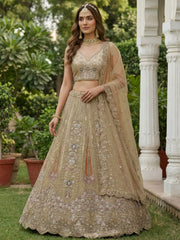 Gorgeous Golden Diamond Work Net Engagement Wear Lehenga Choli