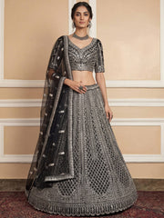 Glamorous Black Sequins Embroidered Net Wedding Wear Lehenga Choli