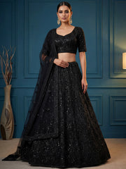 Impressive Black Dori Work Net Reception Wear Lehenga Choli