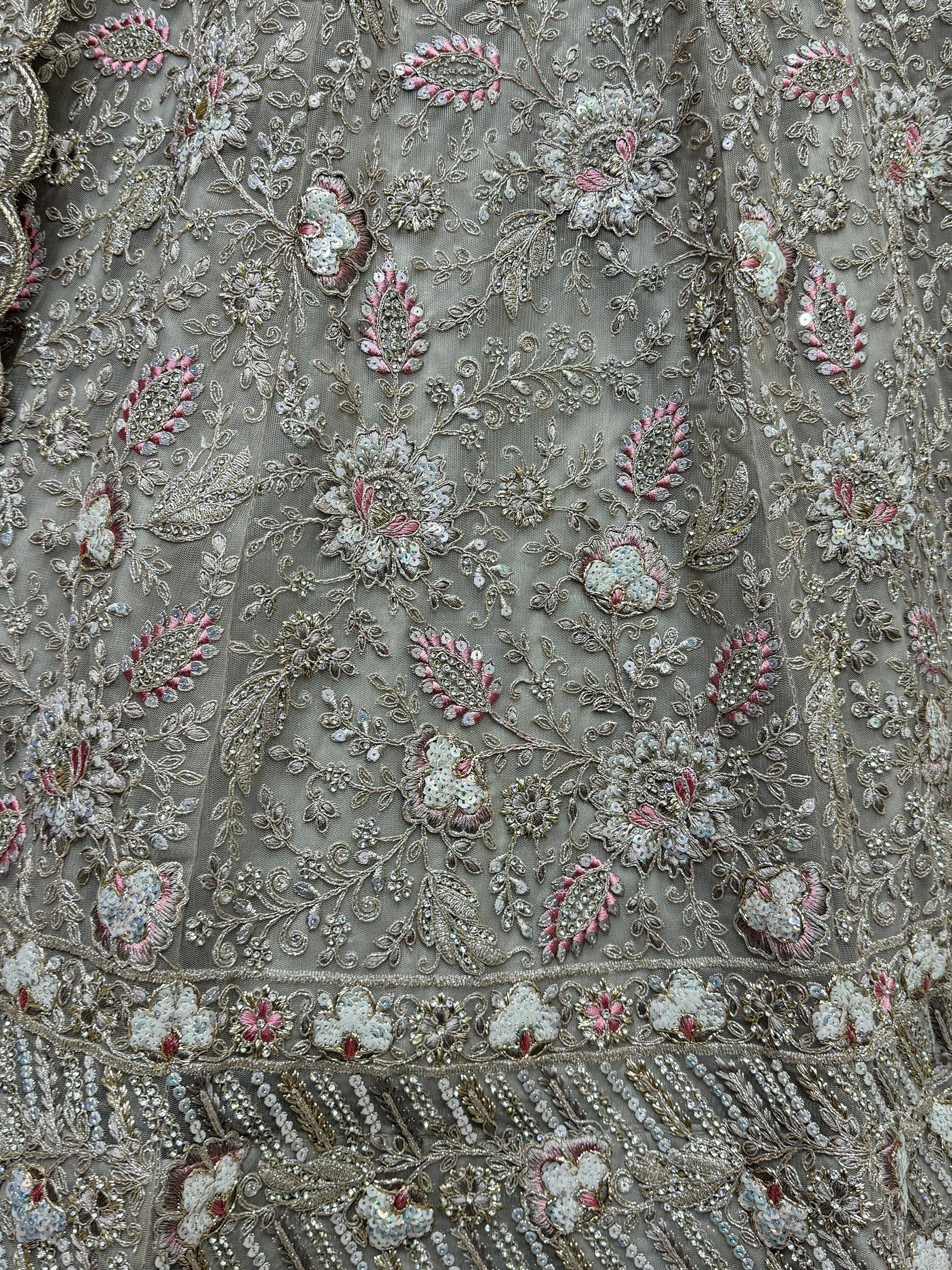 Beautiful Grey Embroidered Net Engagement Wear Lehenga Choli