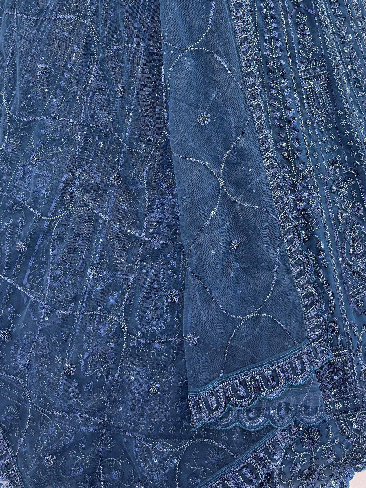 Beautiful Blue Beads Work Net Cocktail Party Wear Lehenga Choli