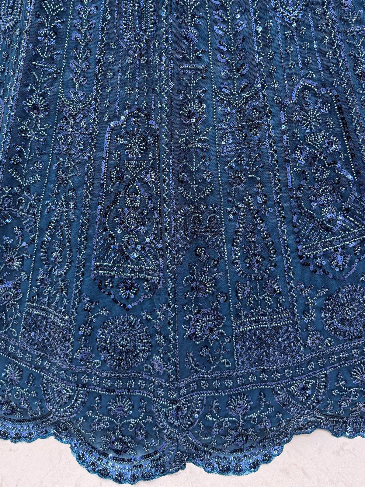 Beautiful Blue Beads Work Net Cocktail Party Wear Lehenga Choli