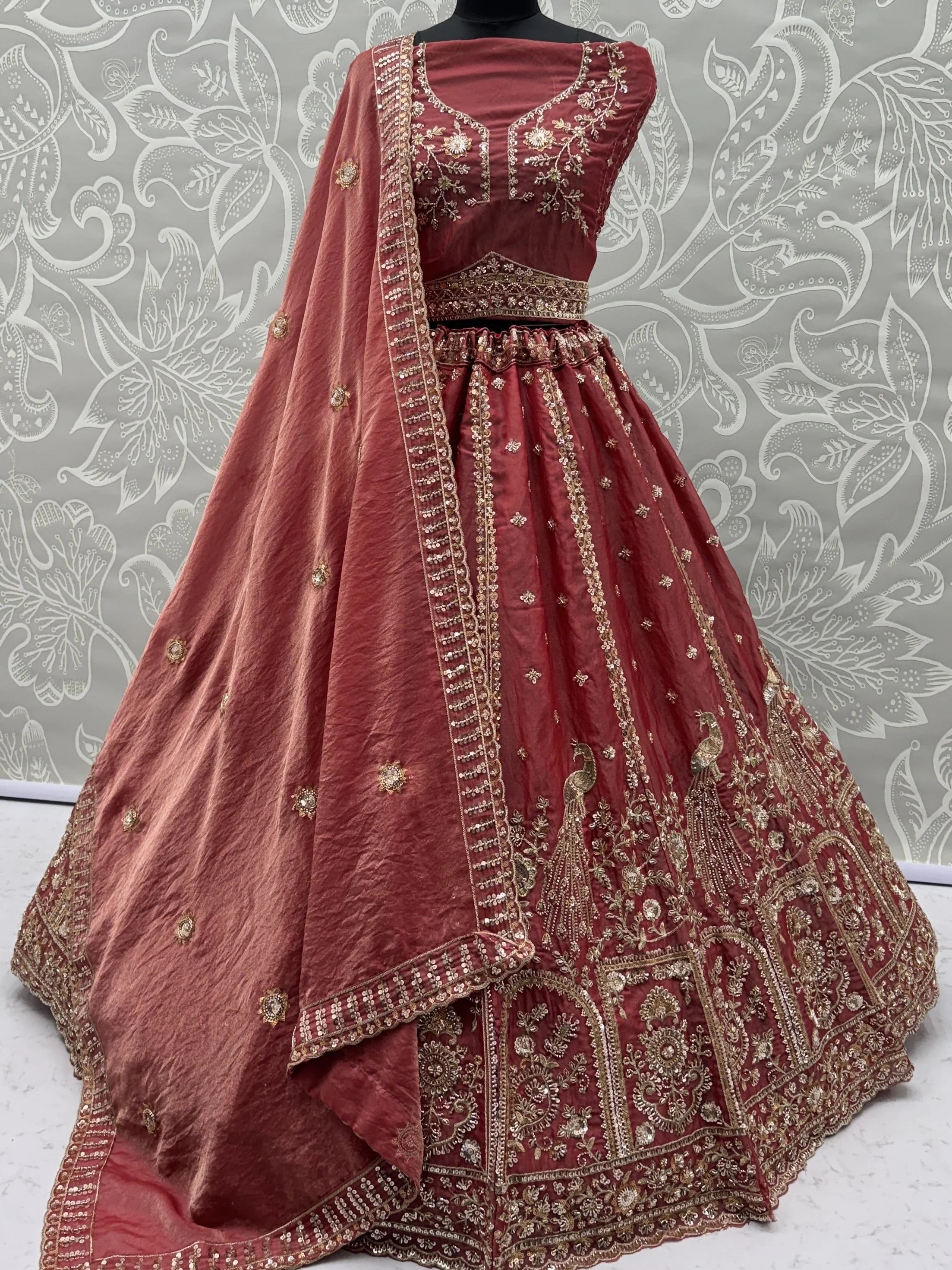 Glorious Dusty Pink Hand Work Silk Engagement Wear Lehenga Choli