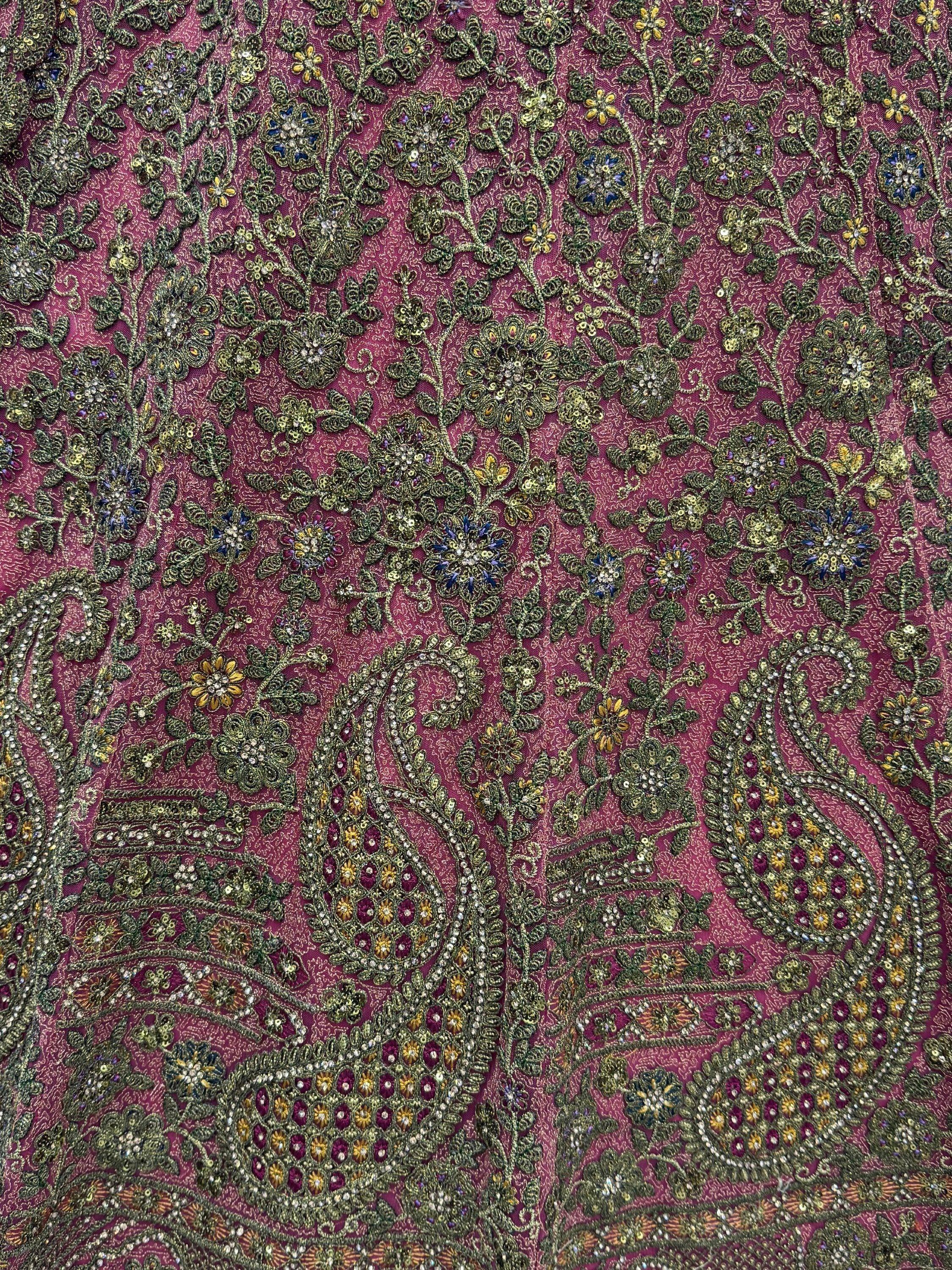 Royal Pink Multi Thread Work Net Bridal Lehenga Choli With Dupatta
