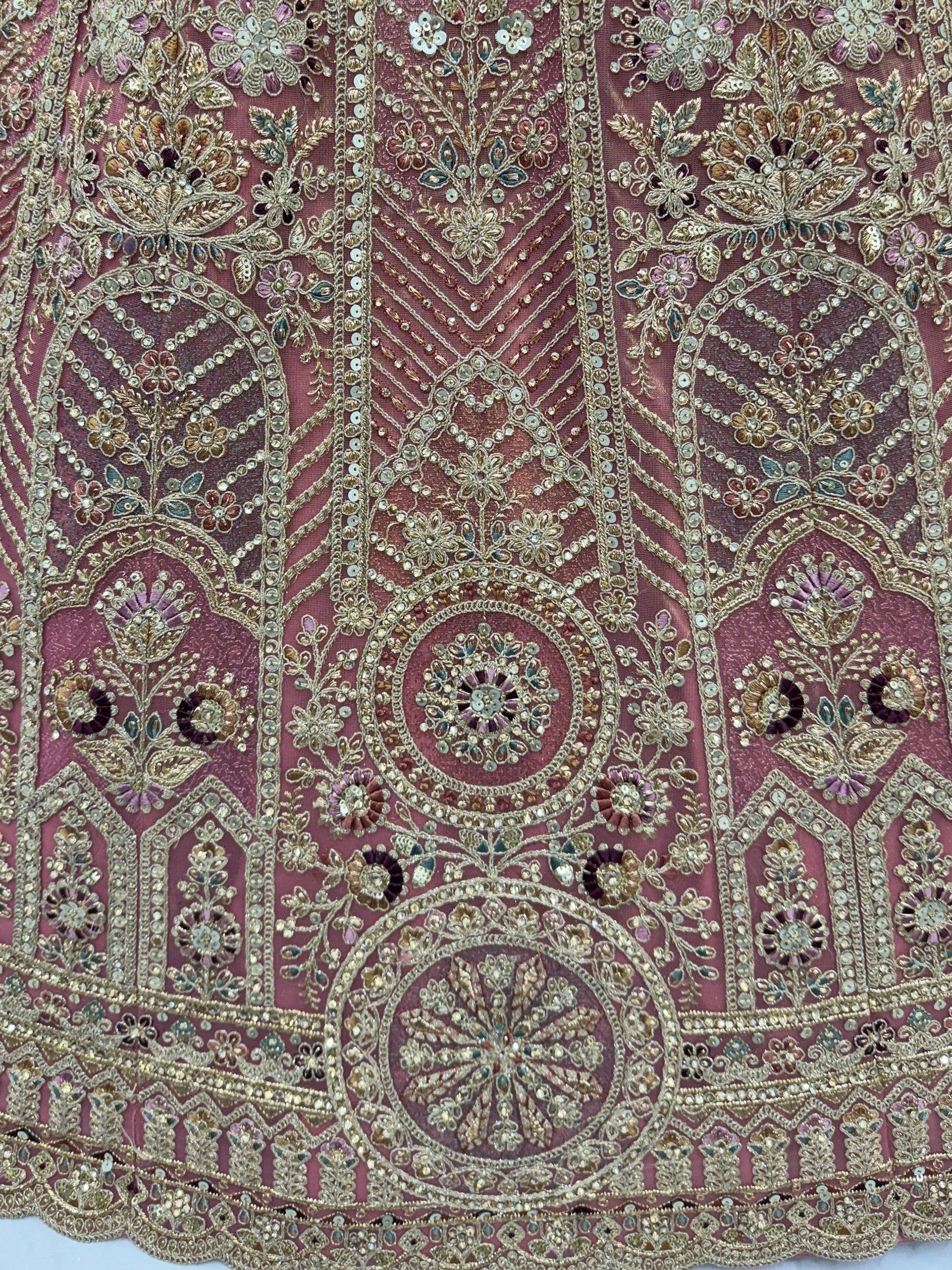 Gorgeous Dusty Pink Zircon Work Net Engagement Wear Lehenga With Blouse