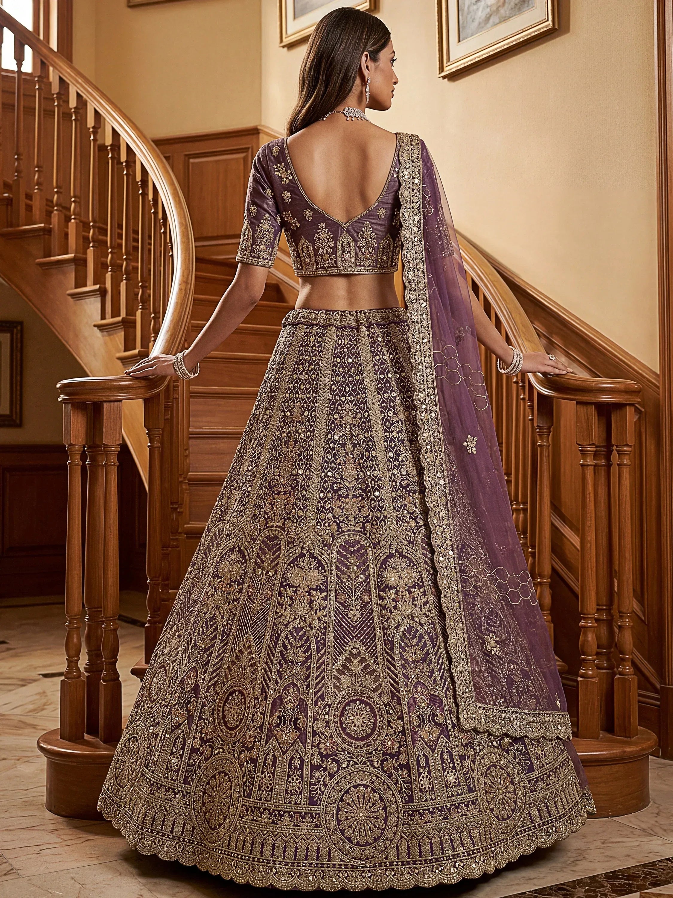 Adorable Purple Sequins Net Bridesmaid Lehenga Choli With Dupatta