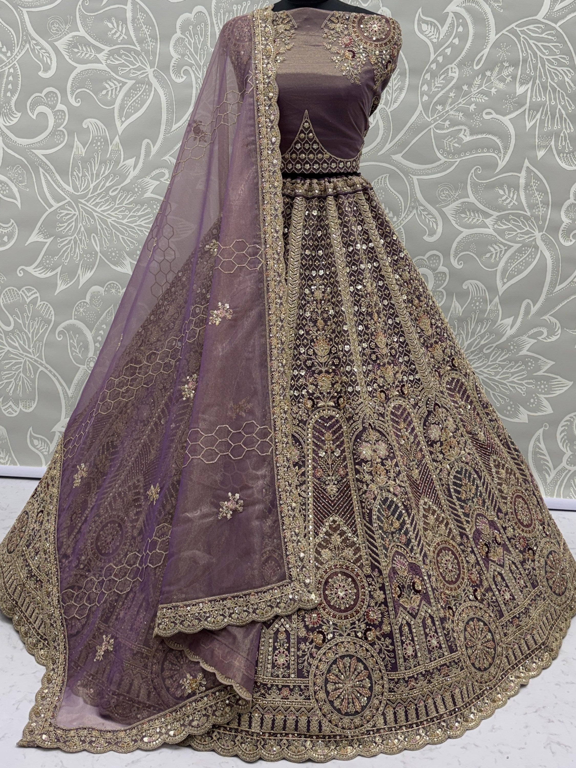 Adorable Purple Sequins Net Bridesmaid Lehenga Choli With Dupatta