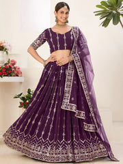 Adorable dark Purple Sequins Embroidered Georgette Lehenga Choli