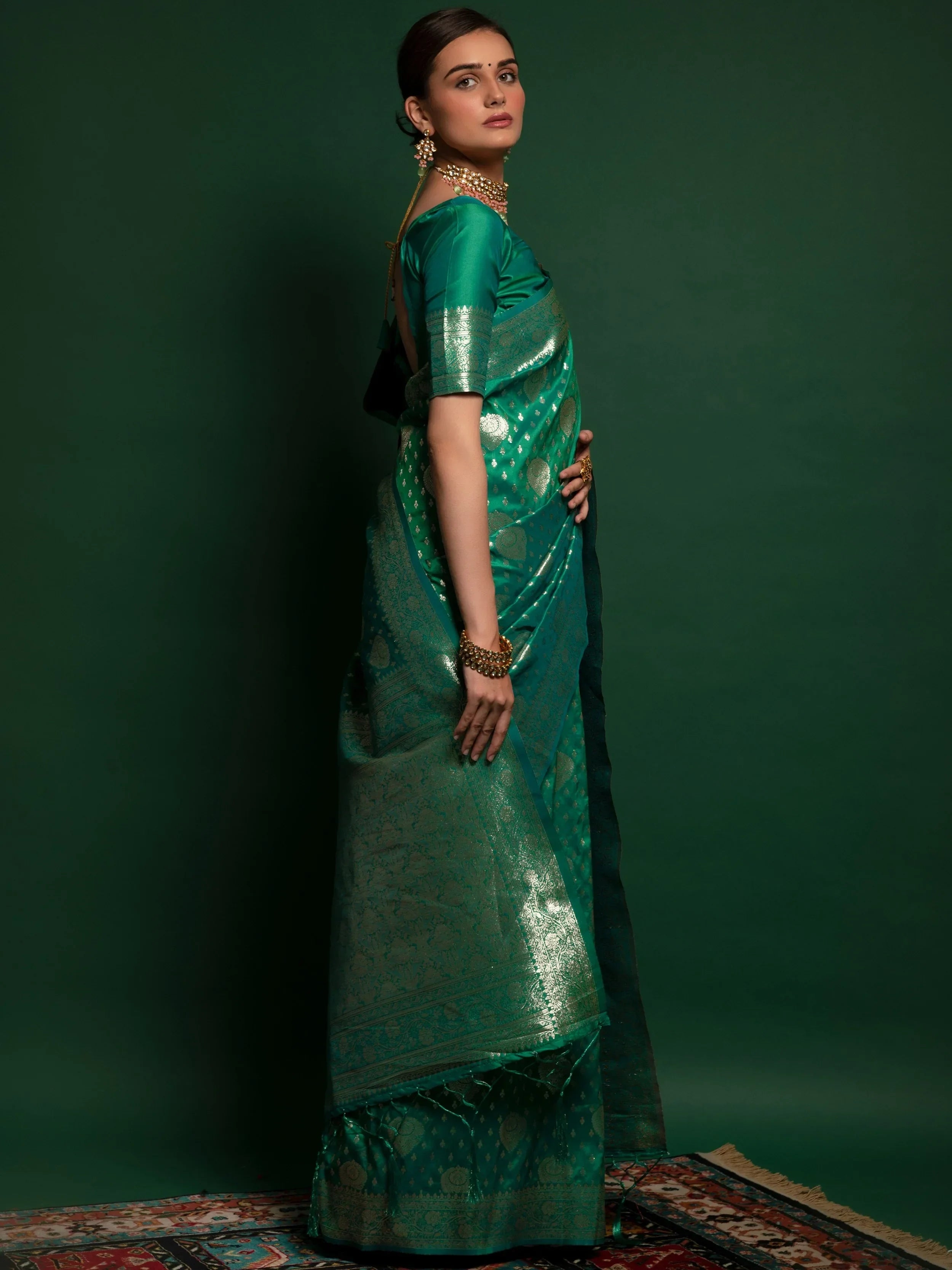 Ravishing Green Zari Weaving Silk Festival Wear Saree With Blouse