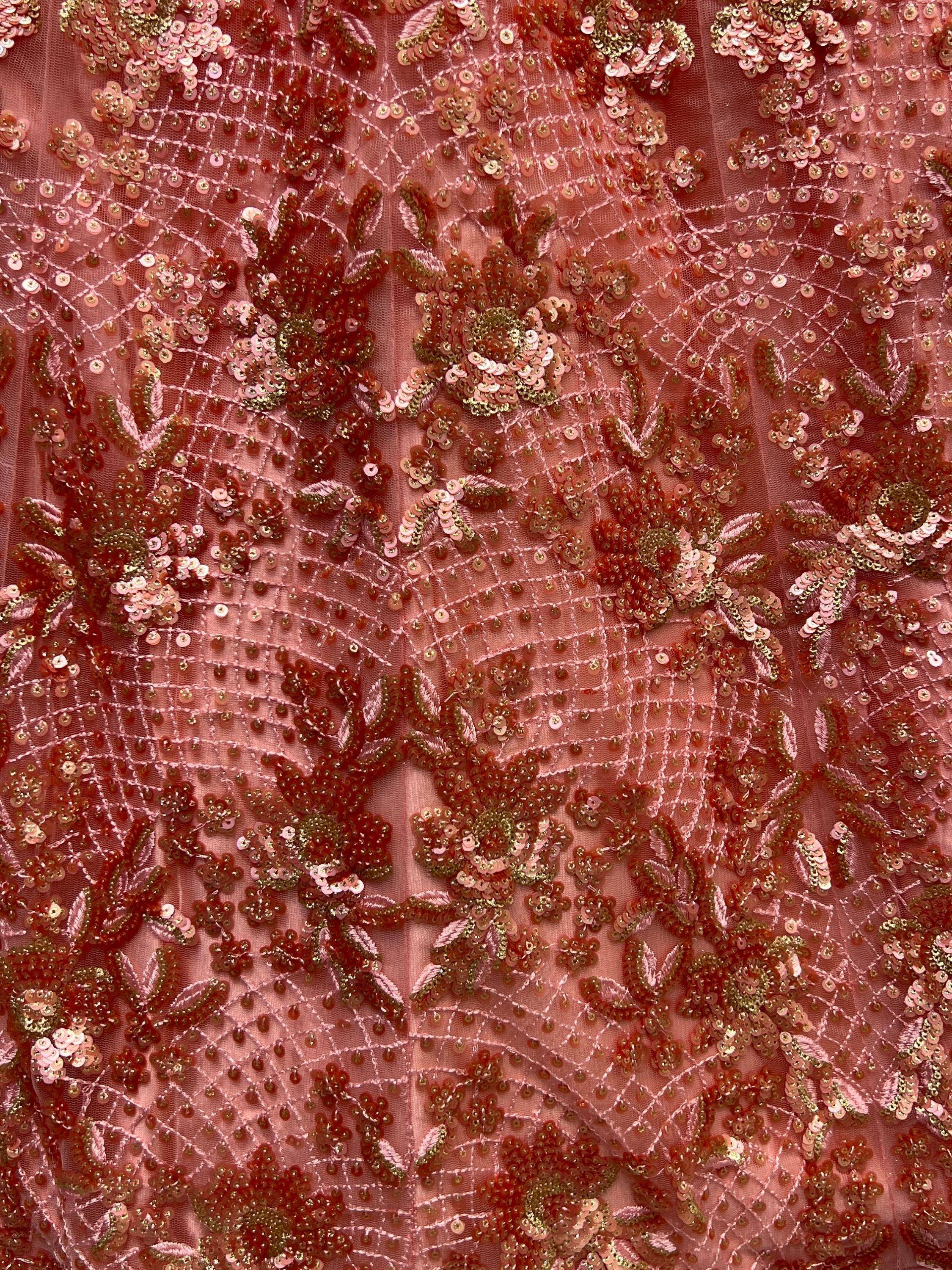 Superb Peach Sequins Net Reception Wear Lehenga With Blouse