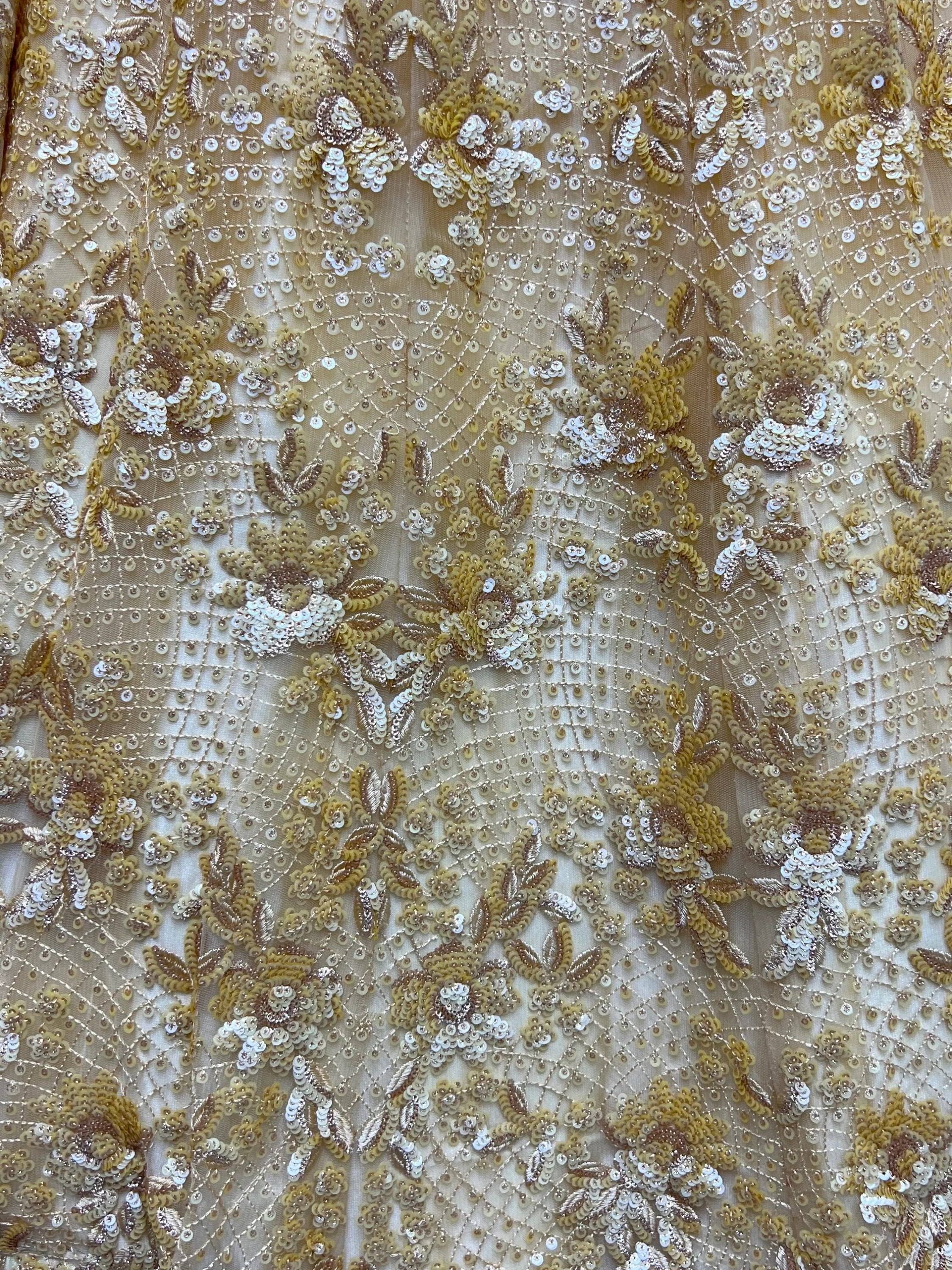 Shiny Yellow Sequins Net Haldi Wear Lehenga Choli With Dupatta
