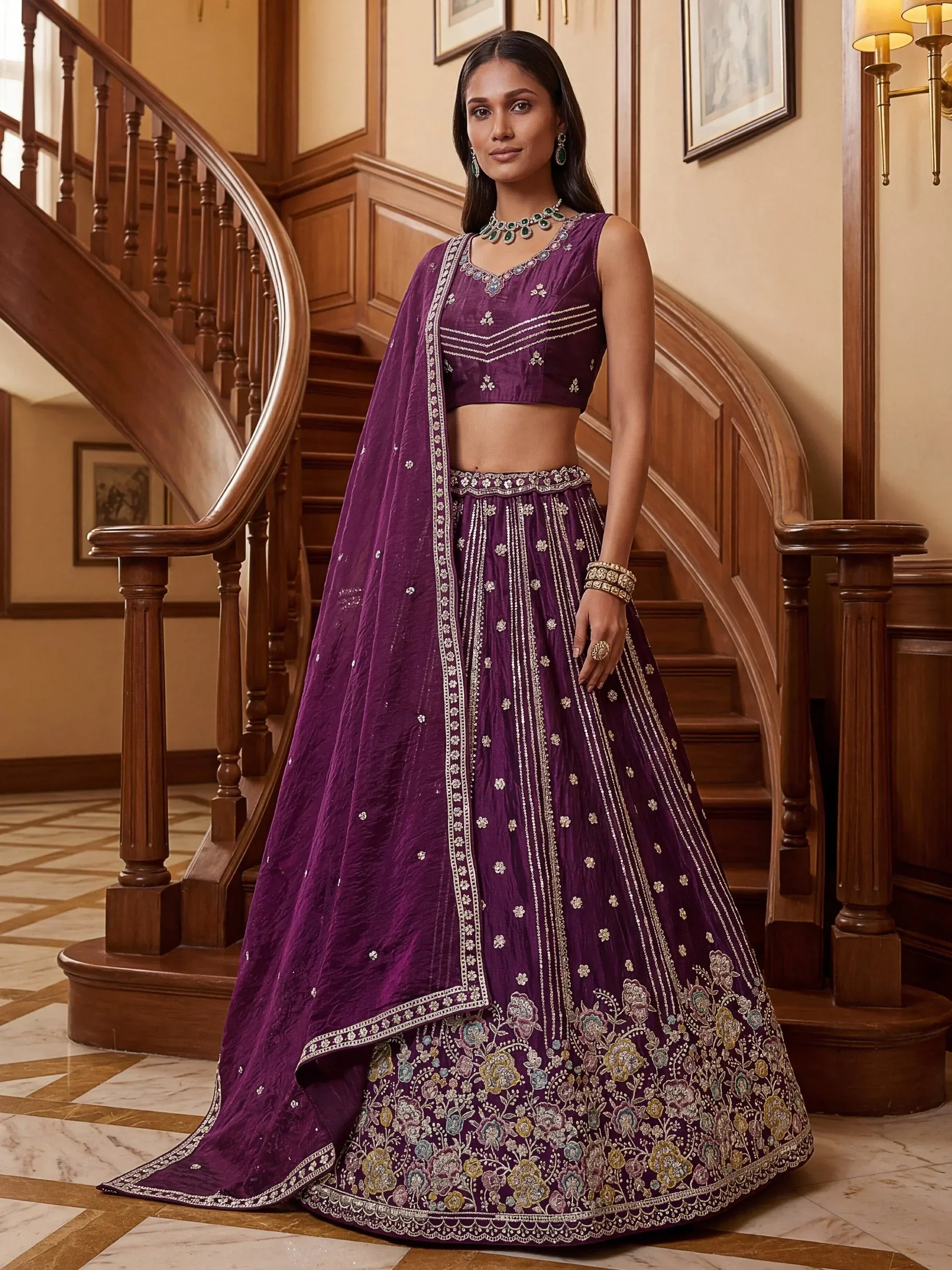 Attractive Purple Dori Work Oragnza Designer Lehenga Choli With Dupatta
