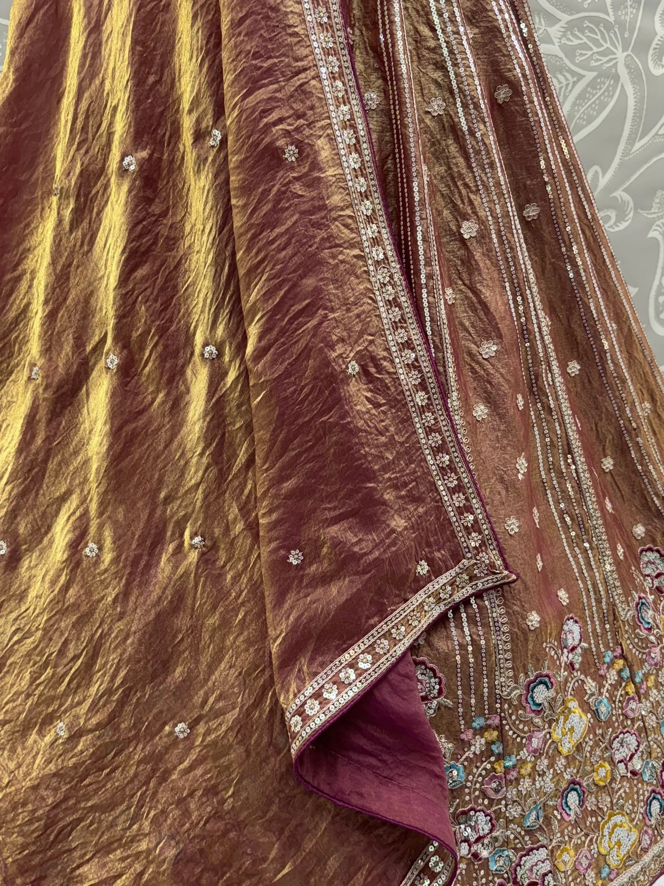 Delightful Brown Multi Thread Work Oragnza Sangeet Wear Lehenga Choli