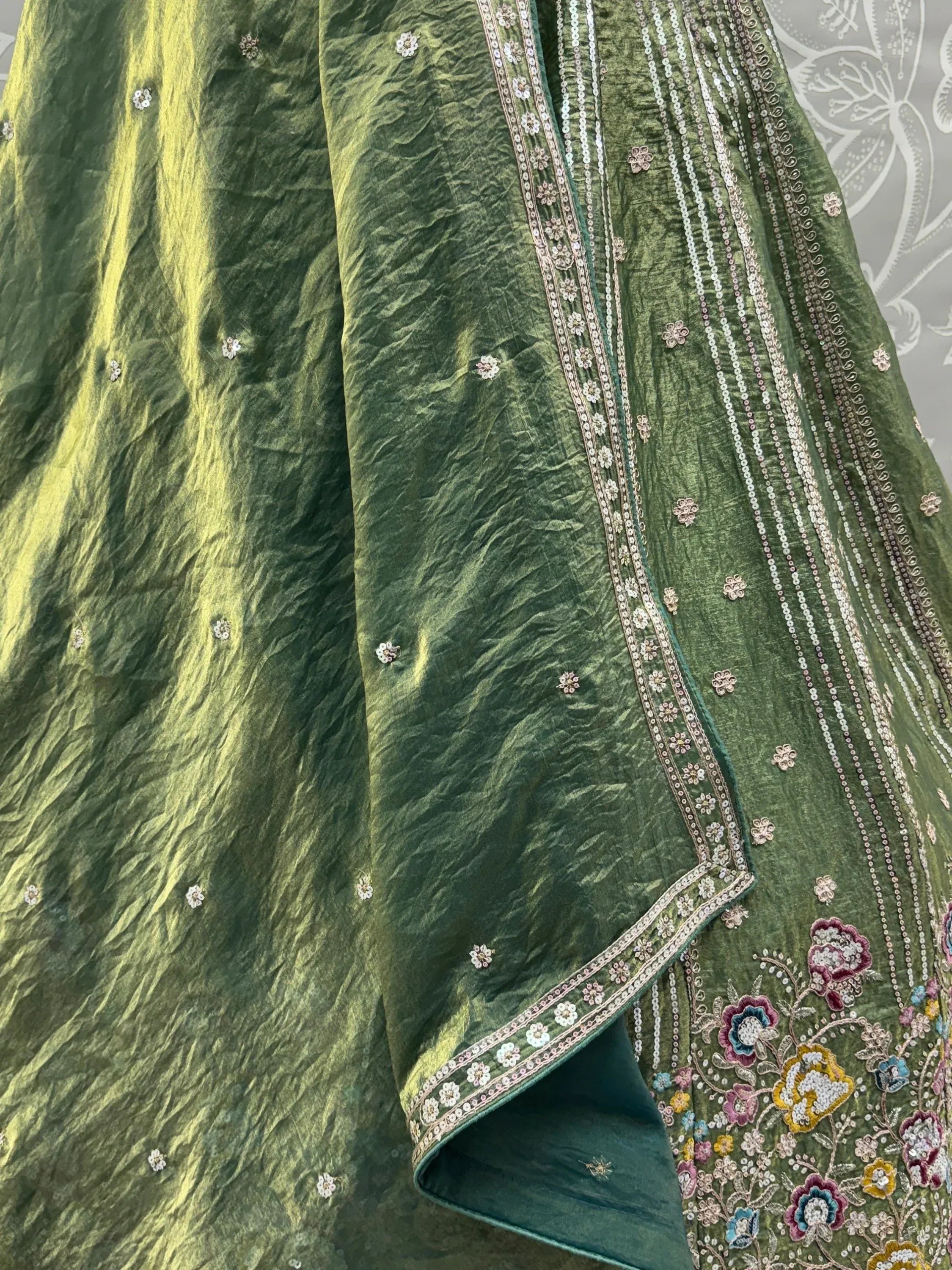Charming Pista Green Zari Work Oragnza Reception Wear Lehenga Choli