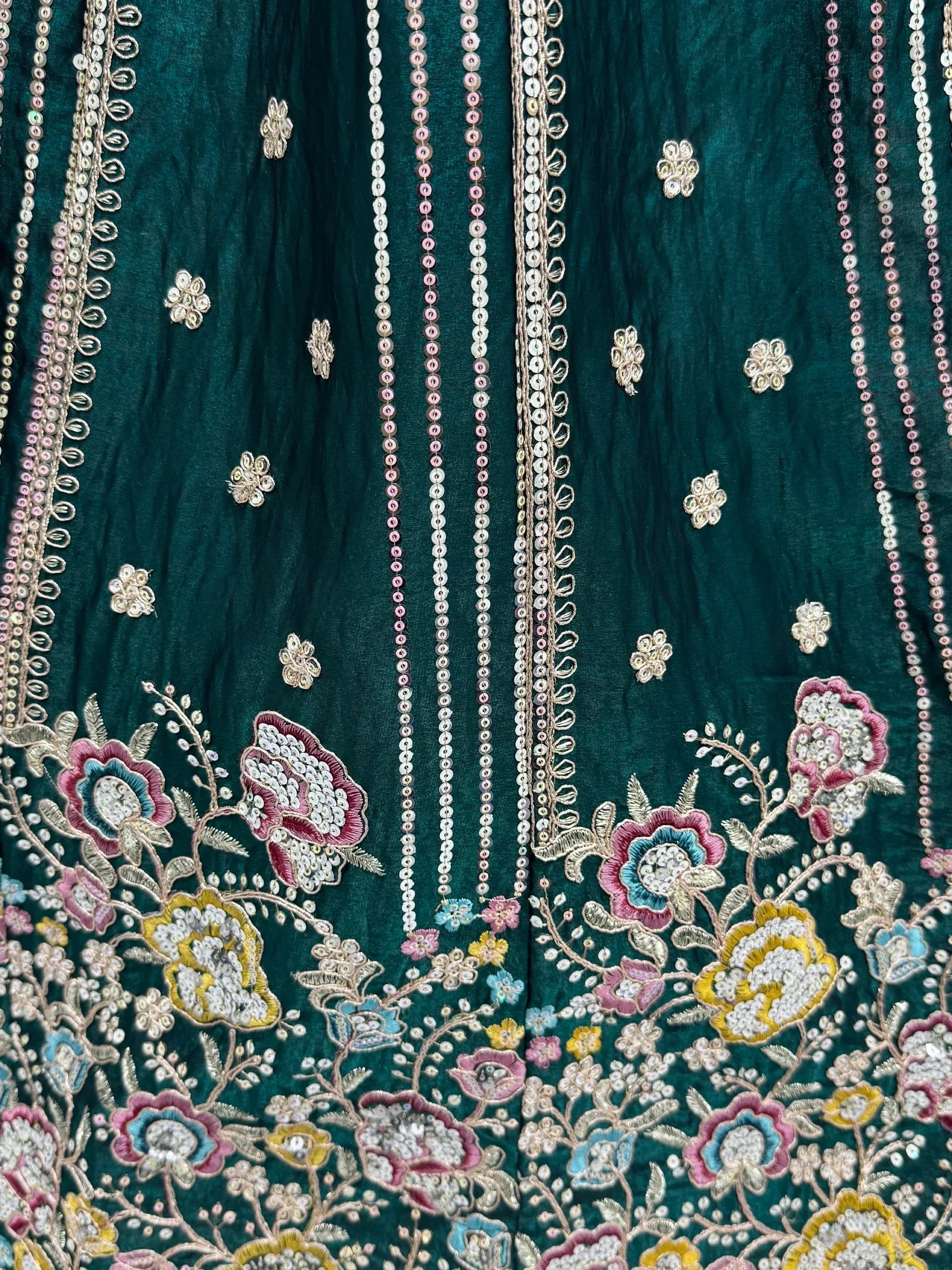 Ravishing Teal Green Embroidered Oragnza Mehendi Wear Lehenga With Blouse