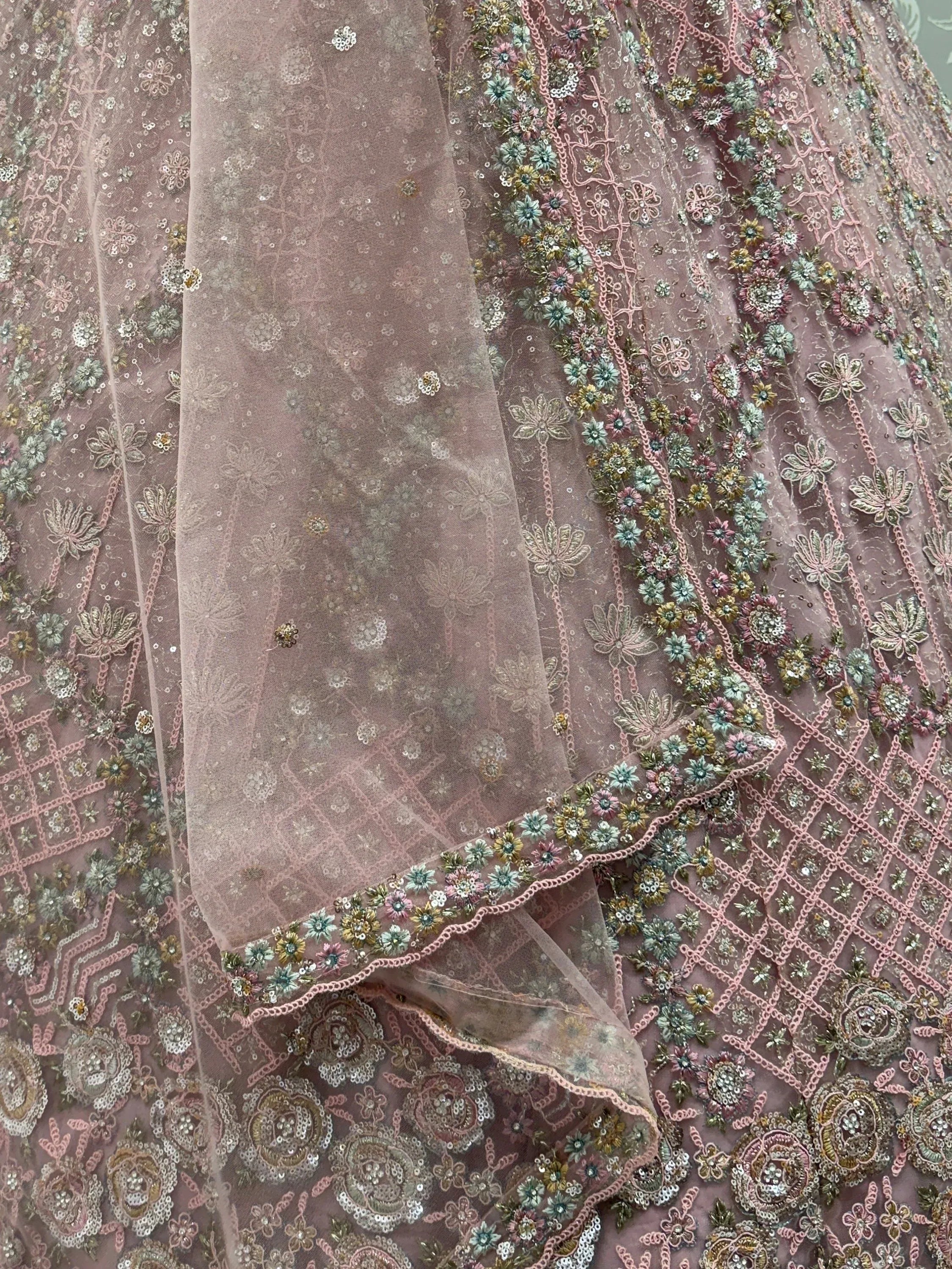 Terrific Pink Dori Embroidery Net Engagement Wear Lehenga Choli
