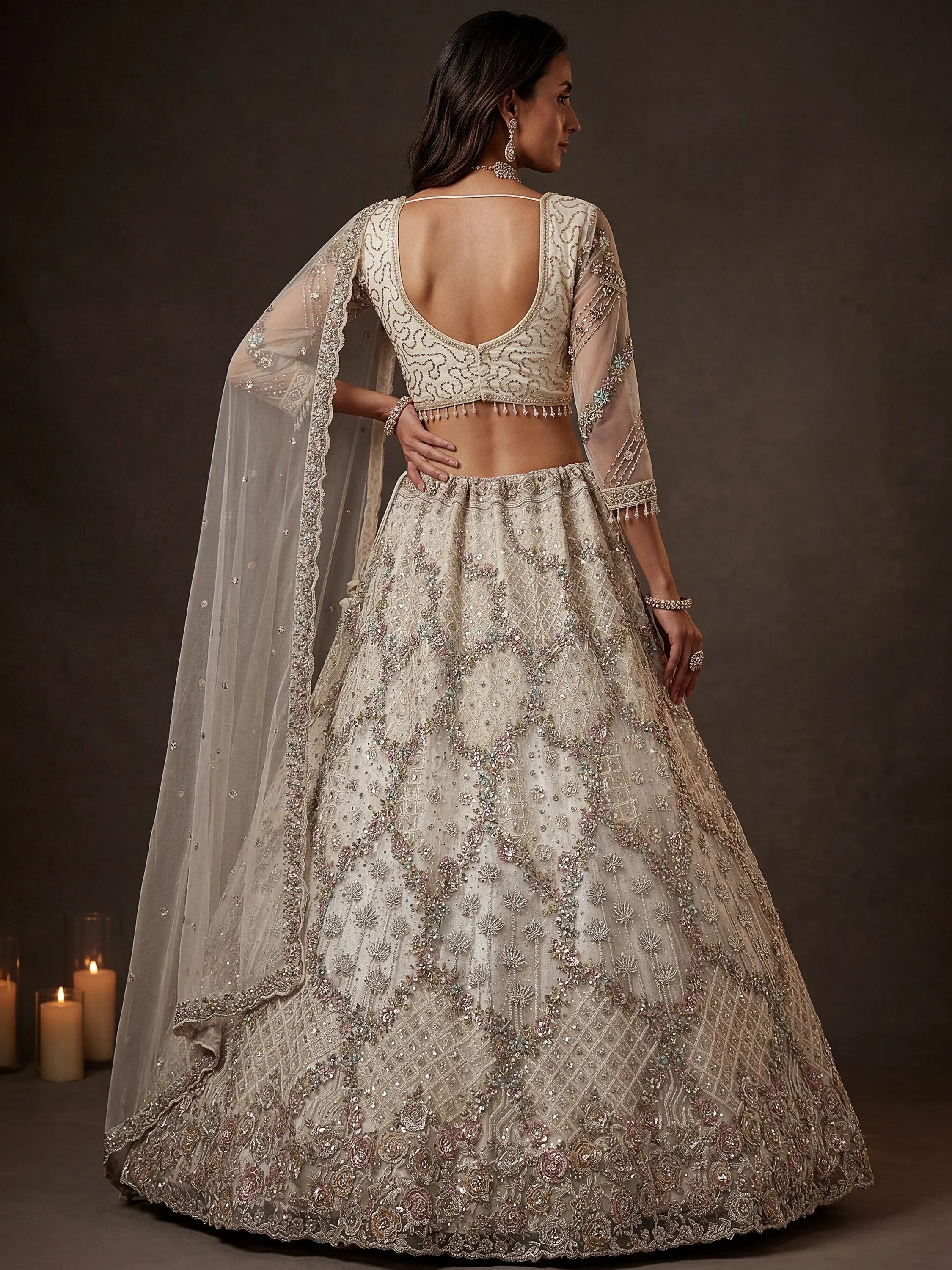 Grand White Heavy Embroidered Net Cocktail Wear Lehenga Choli With Dupatta