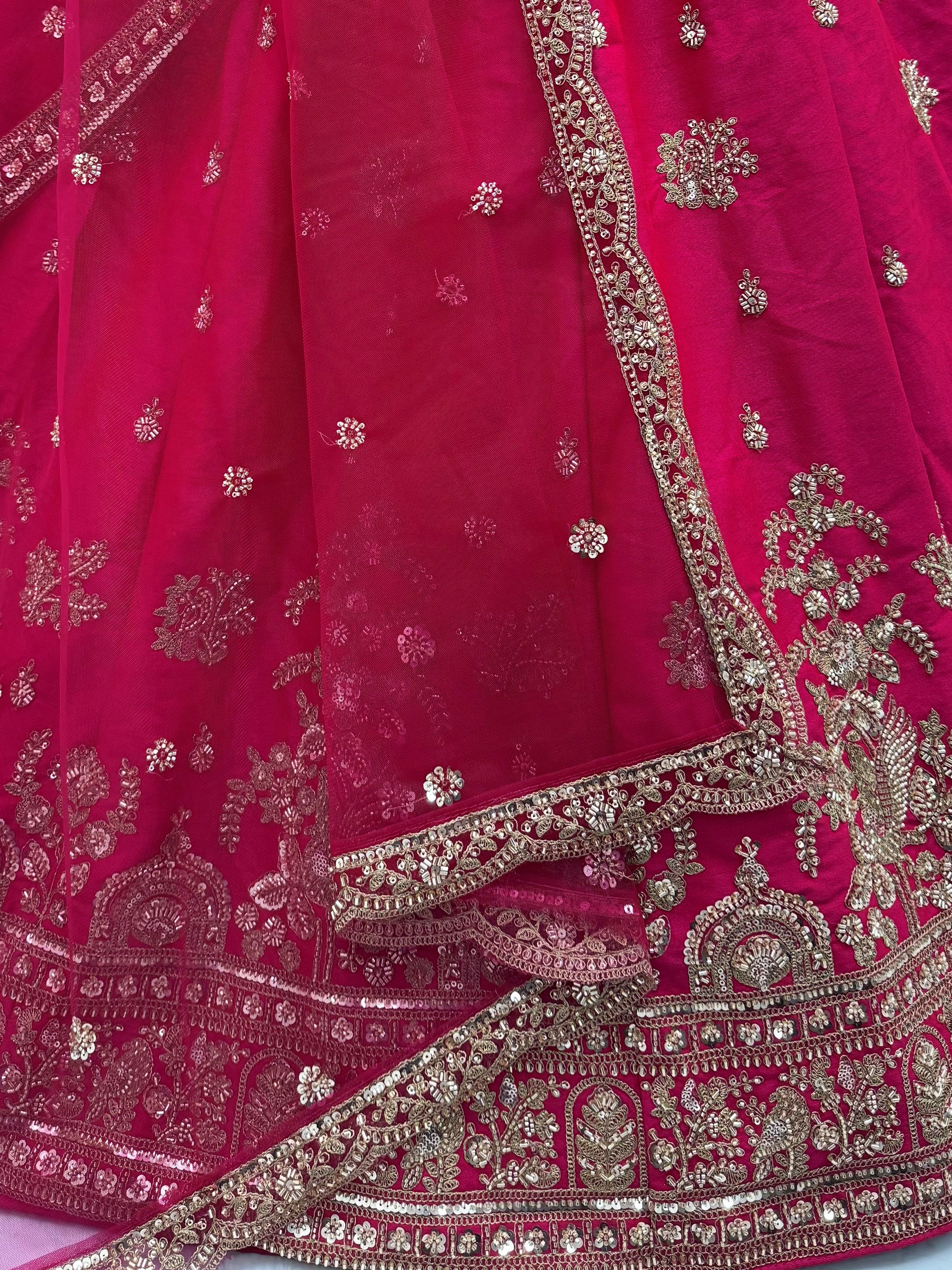 Alluring Rani Pink Silk Bridal Lehenga Choli With Double Dupatta