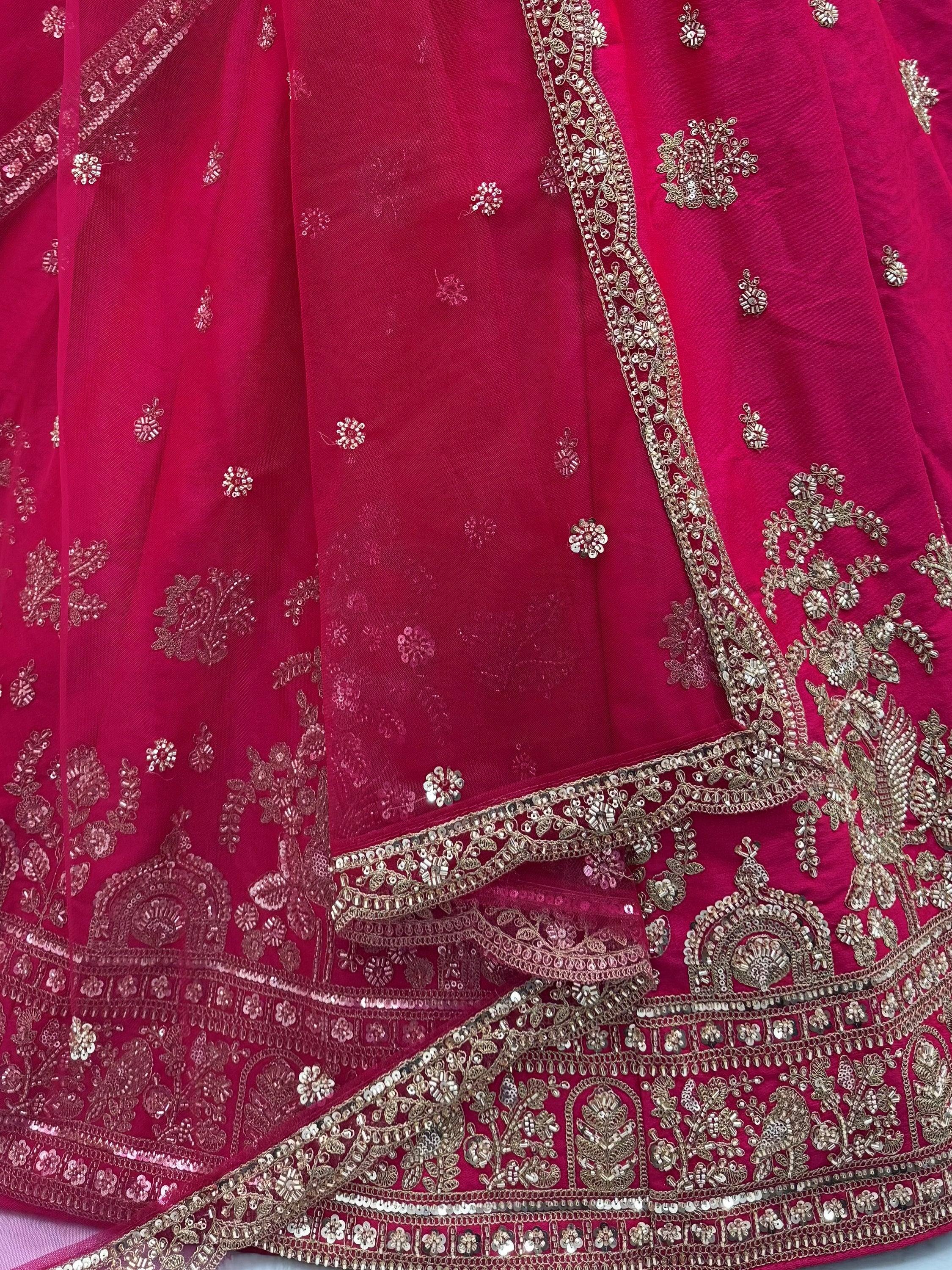 Alluring Rani Pink Silk Bridal Lehenga Choli With Double Dupatta