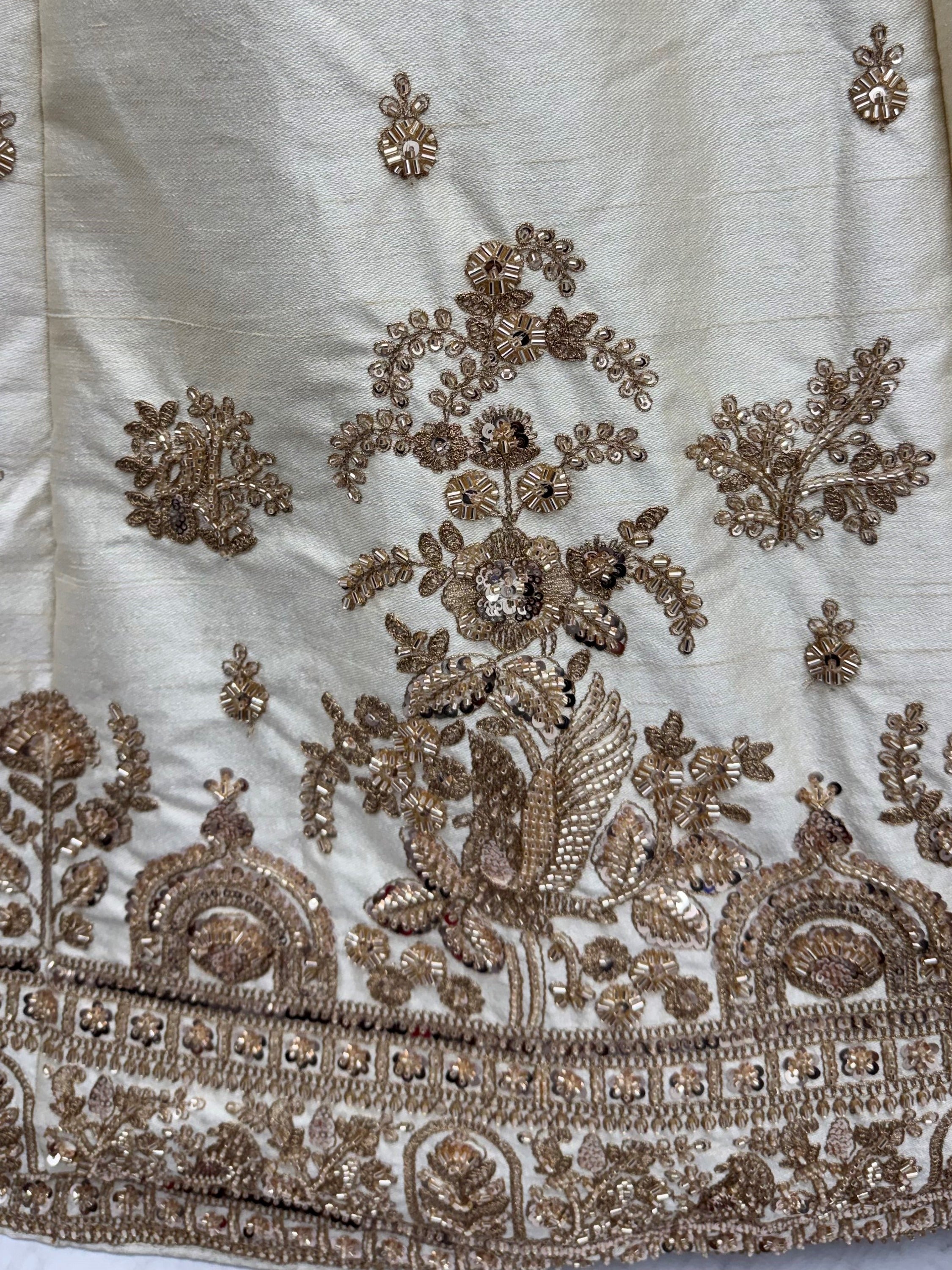 Ravishing Off White Sequins Silk Bridal Lehenga Choli With Double Dupatta