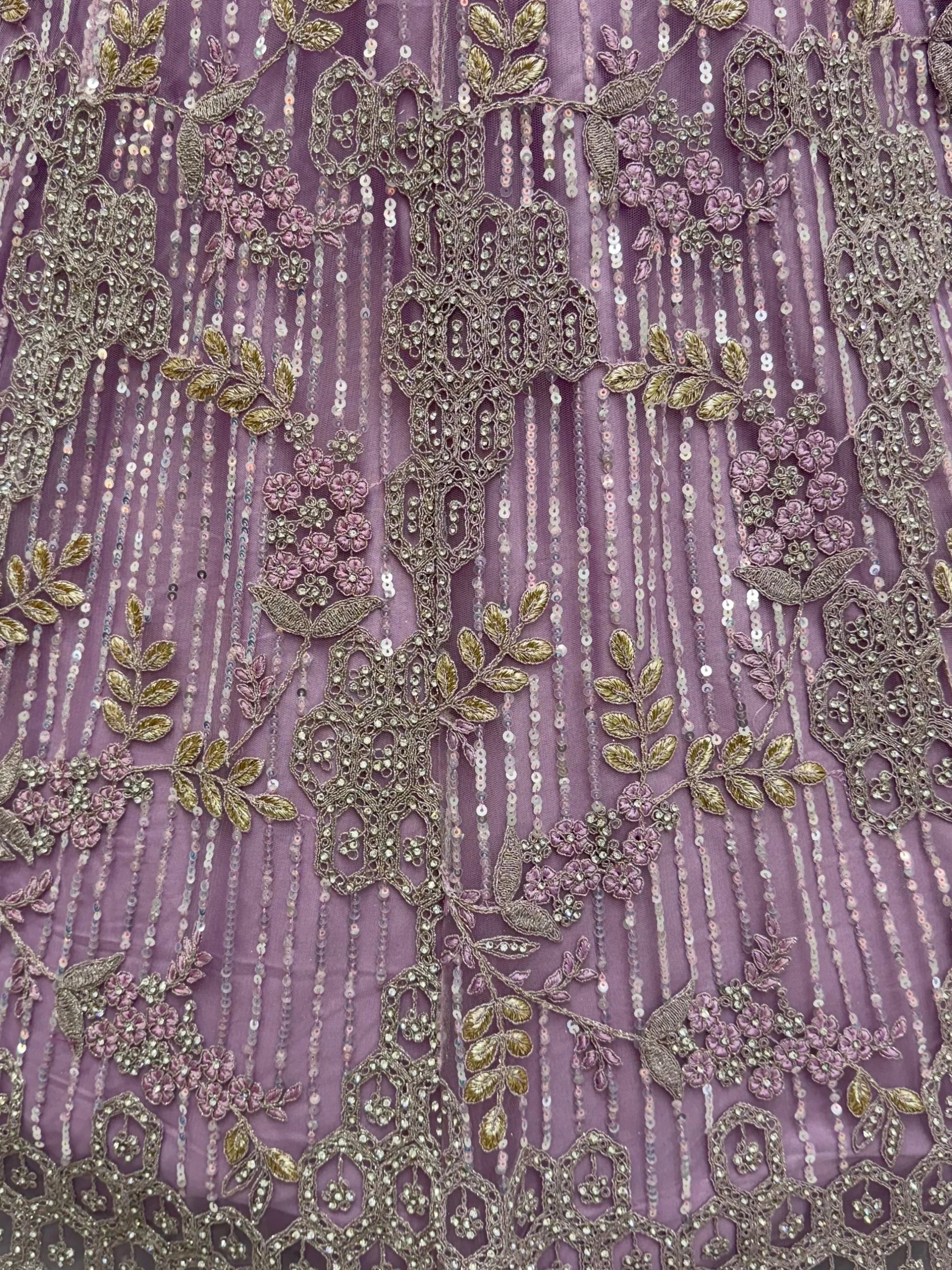 Breathtaking Lavender Zircon Work Net Bridesmaid Lehenga With Blouse