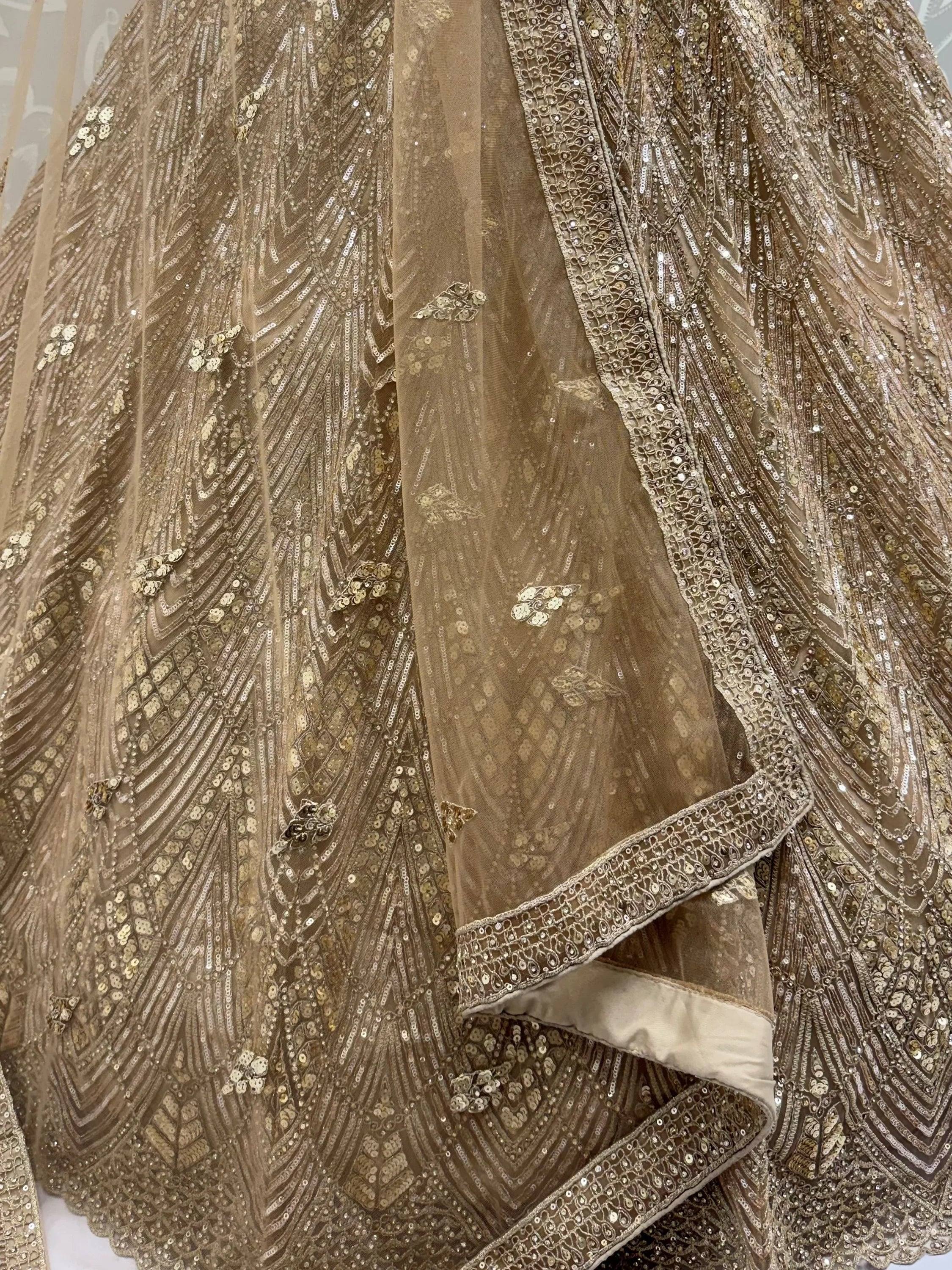 Luxurious Gold Sequins Net Reception Wear Lehenga Choli With Dupatta