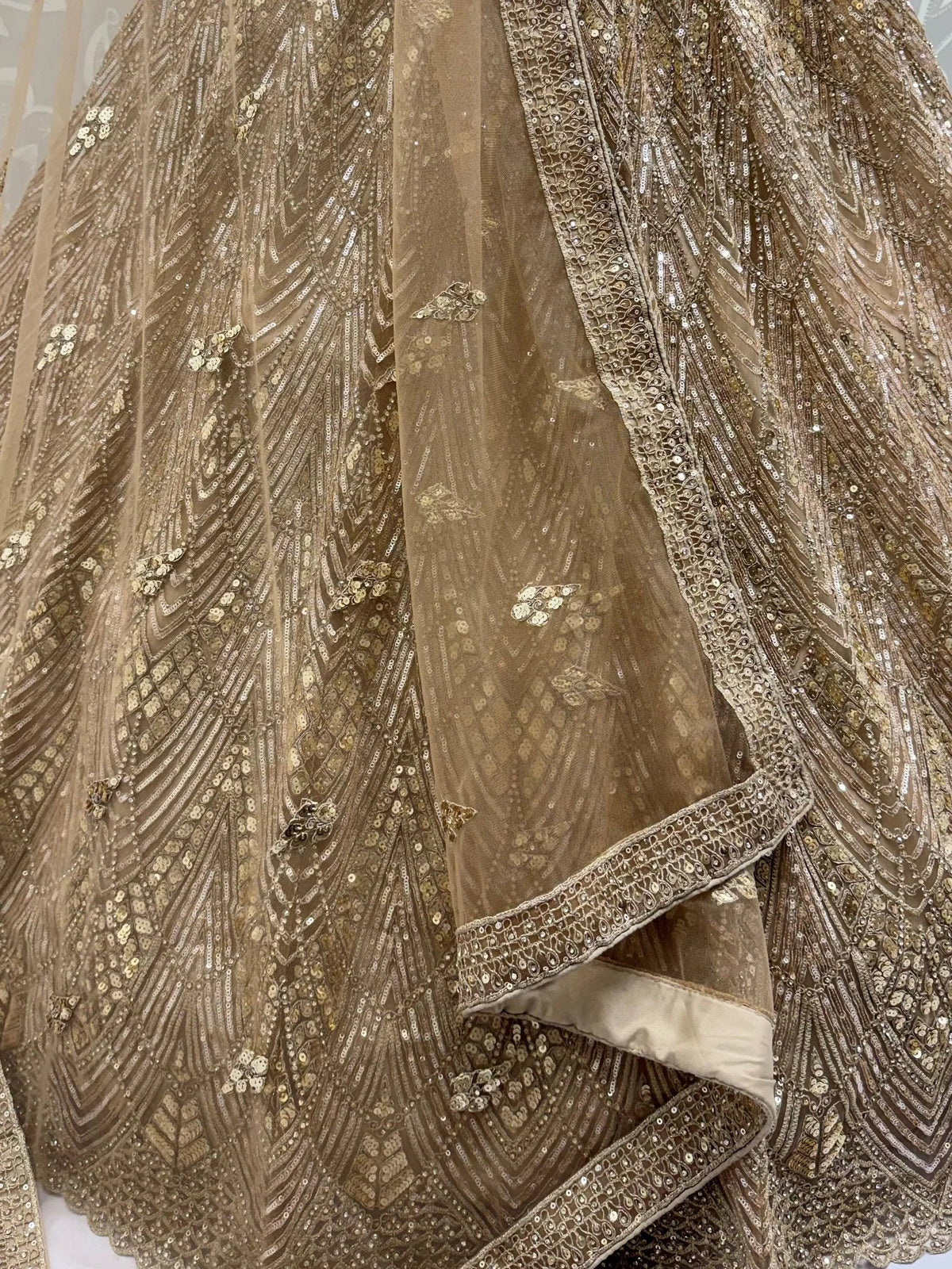Luxurious Gold Sequins Net Reception Wear Lehenga Choli With Dupatta