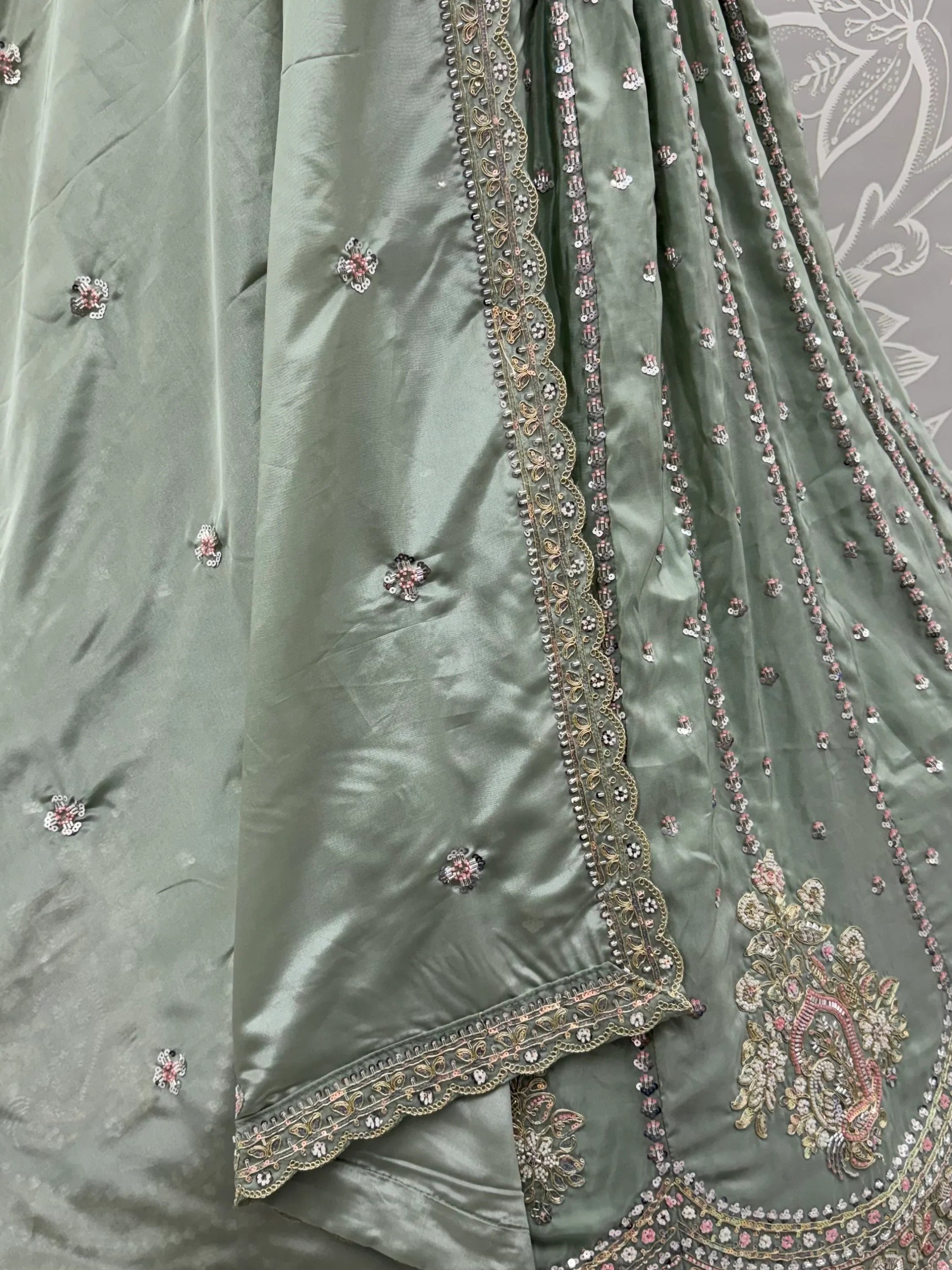 Awesome Green Embroidered Silk Wedding Wear Lehenga With Blouse