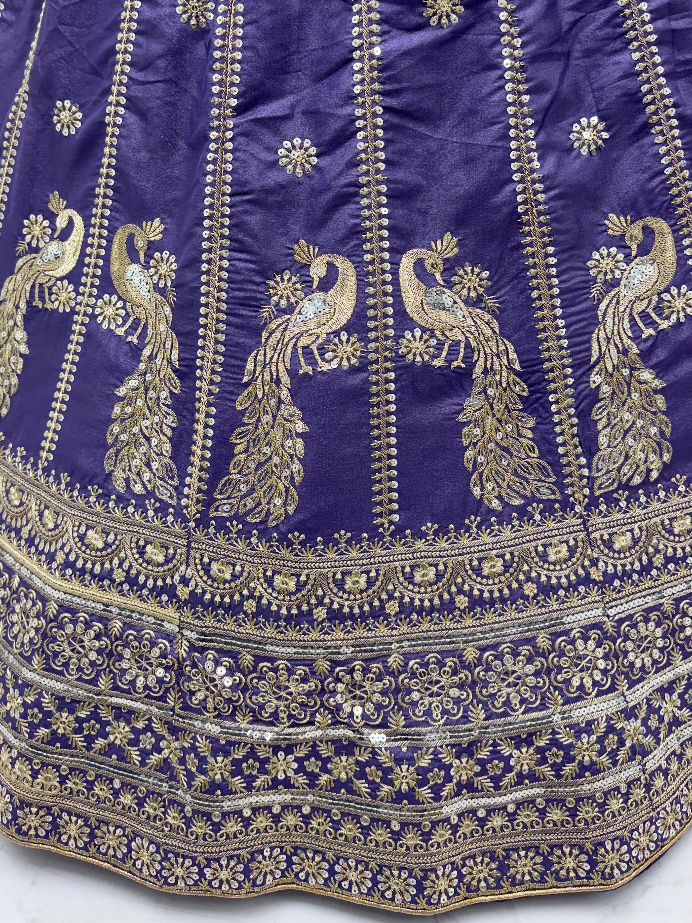 Remarkable Purple Sequins Silk Designer Lehenga Choli With Dupatta