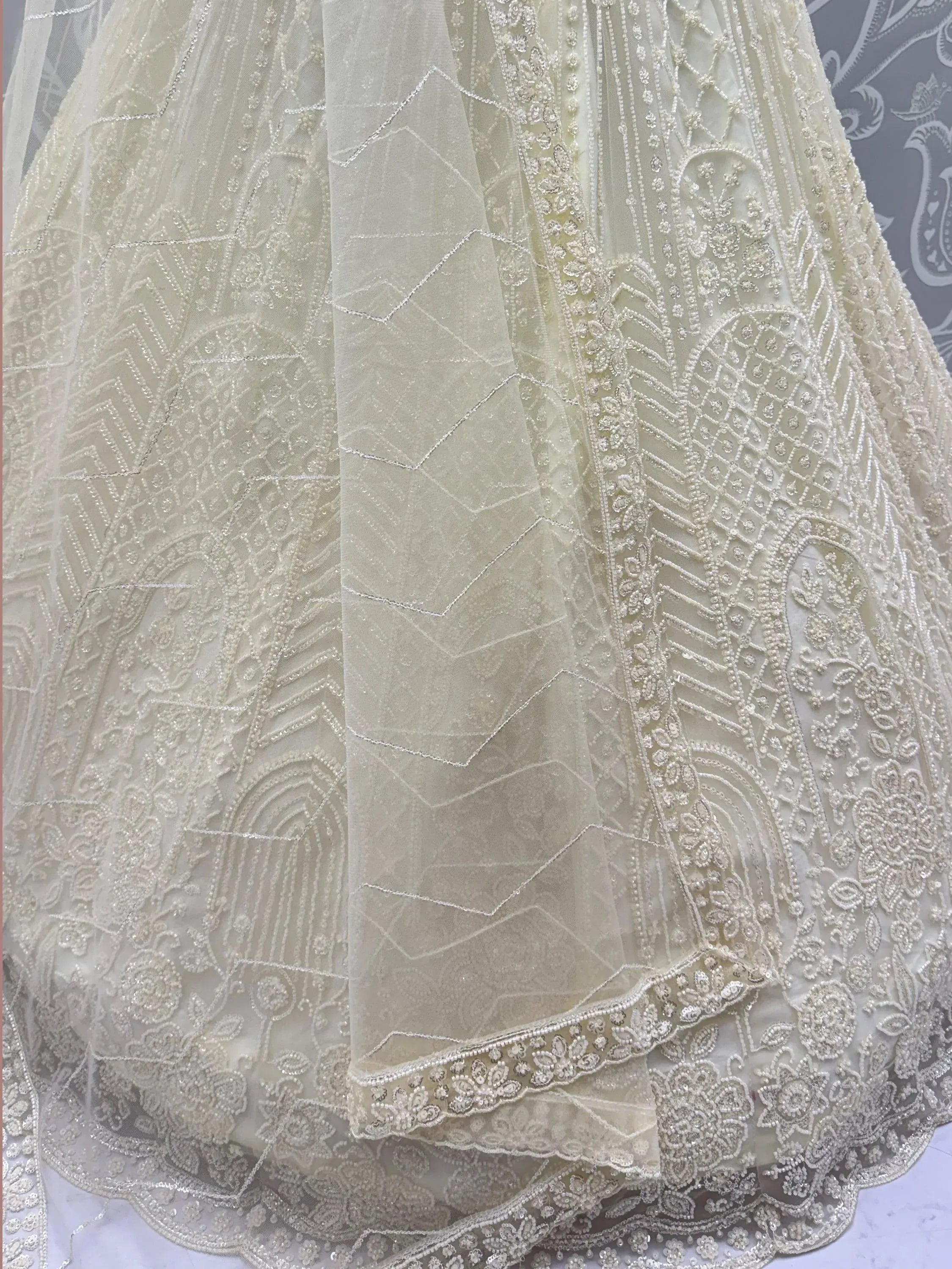 Notable Off-White Sequins Net Traditional Lehenga With Blouse