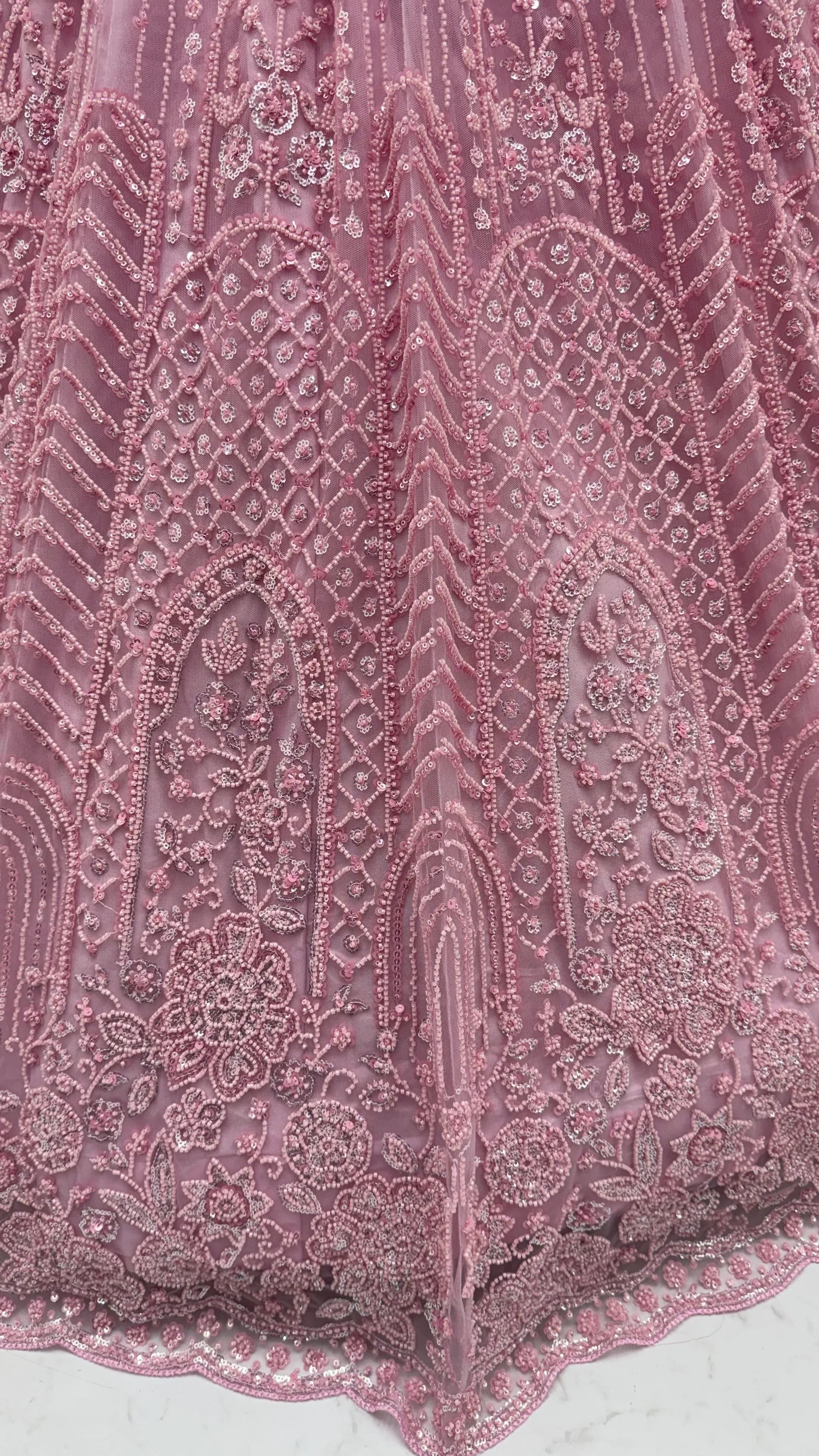 Sparkling Lavender Bead Work Net Bridesmaids Lehenga Choli