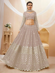 Magnetic Grey Zari Work Georgette Reception Wear Lehenga Choli