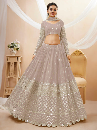Magnetic Grey Zari Work Georgette Reception Wear Lehenga Choli