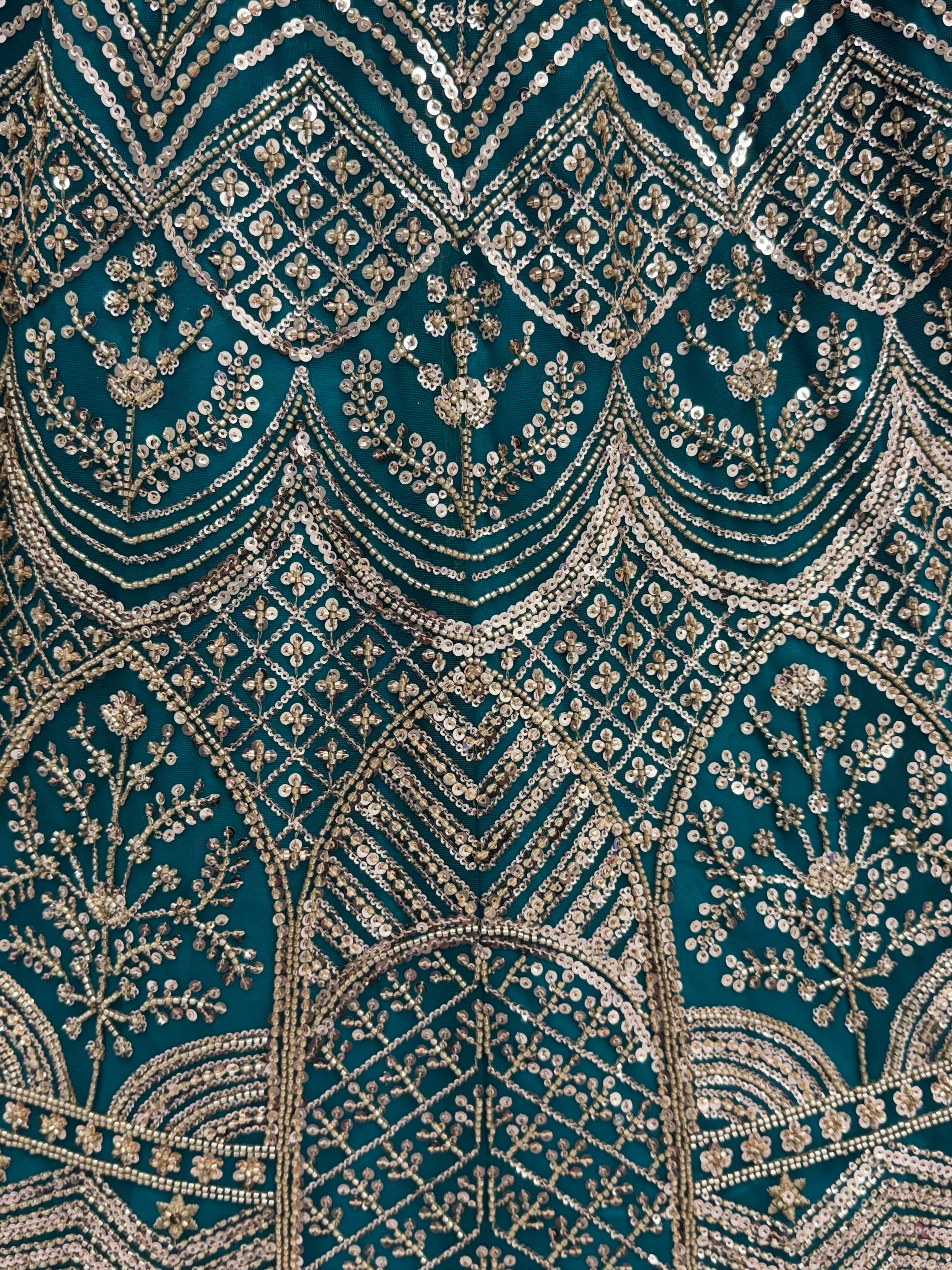 Royal Teal Blue Net Reception Wear Lehenga Choli With Dupatta