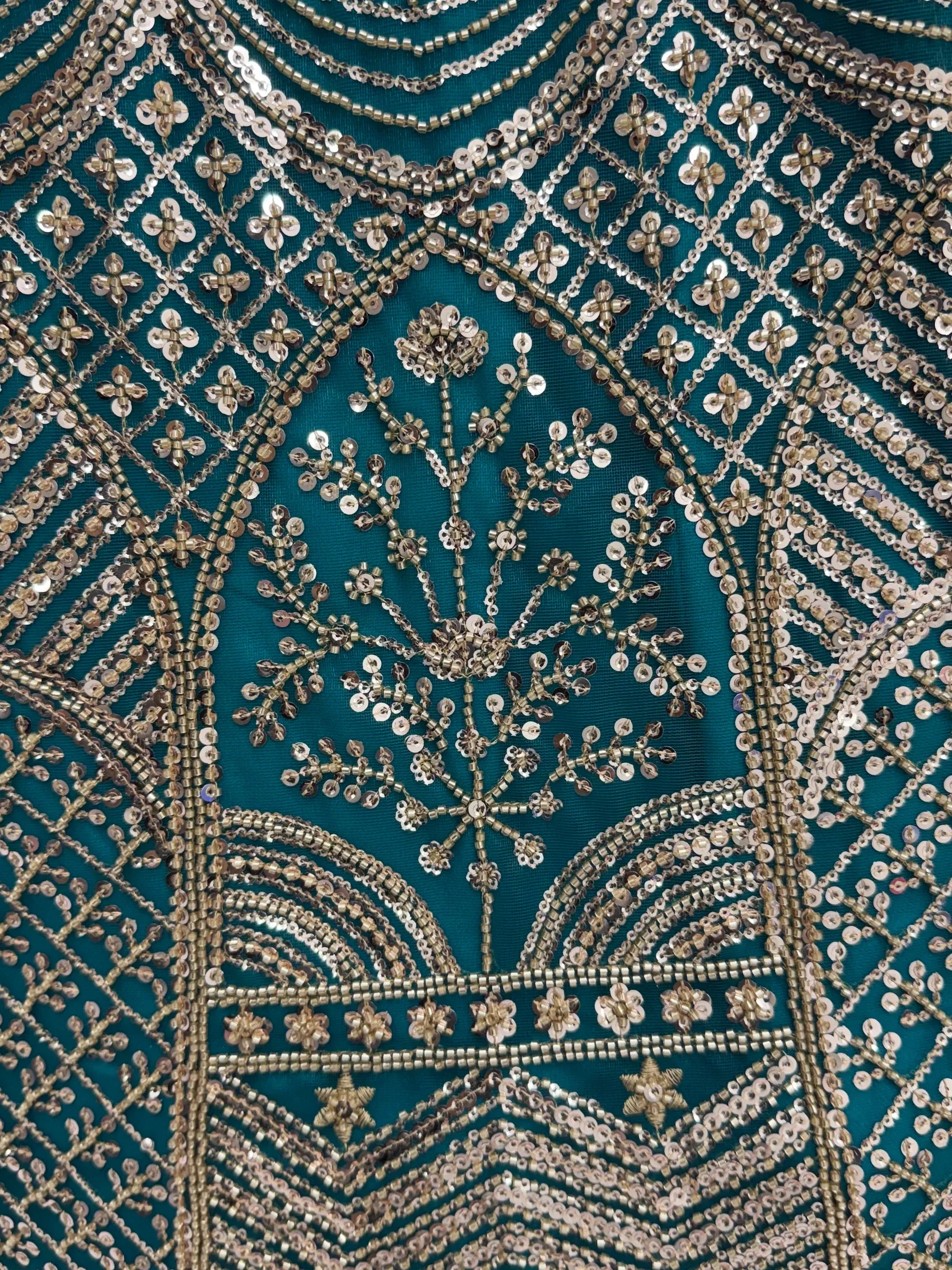 Royal Teal Blue Net Reception Wear Lehenga Choli With Dupatta