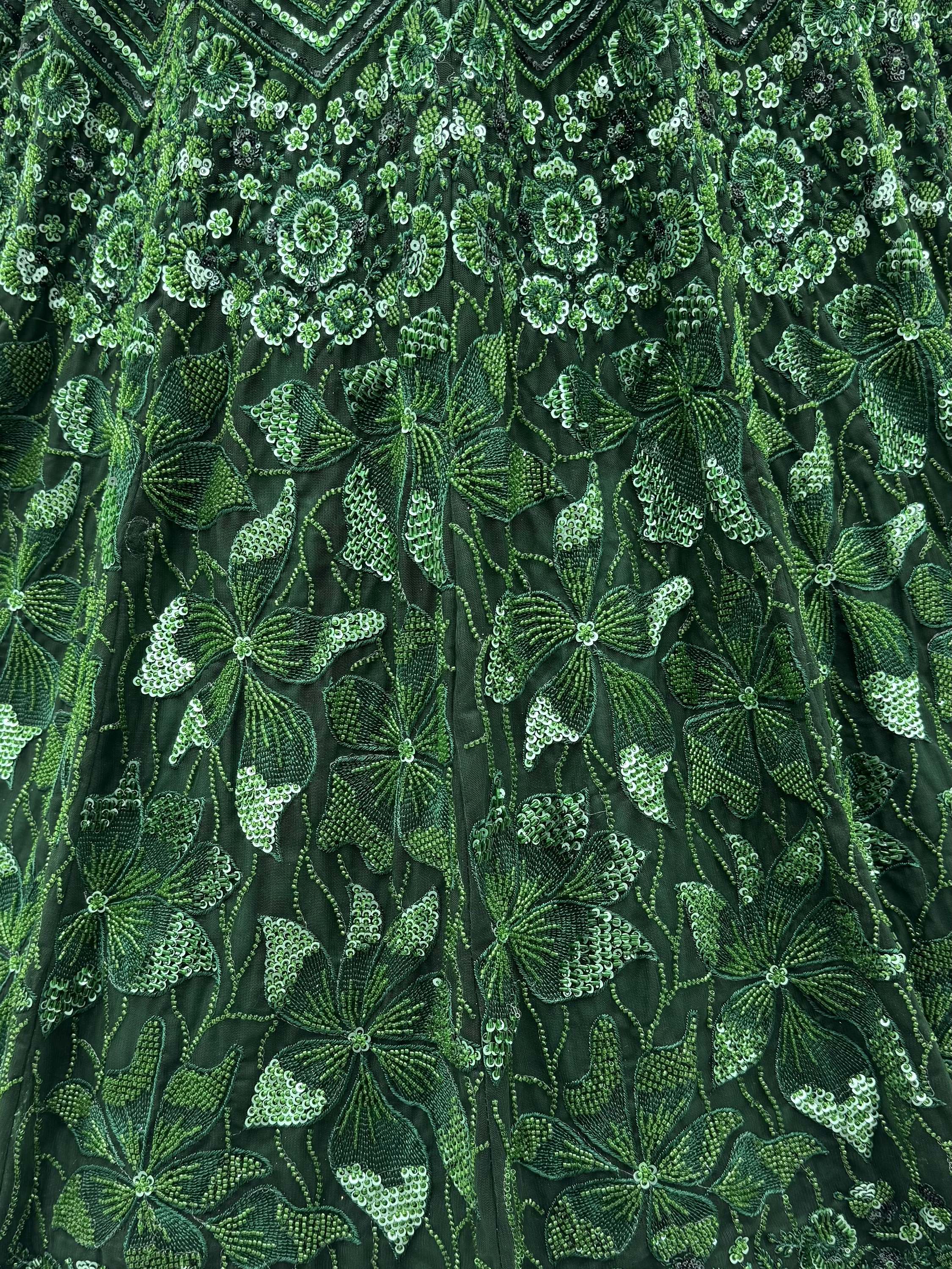 Rich Bottle Green Sequins Net Cocktail Wear Lehenga Choli With Dupatta