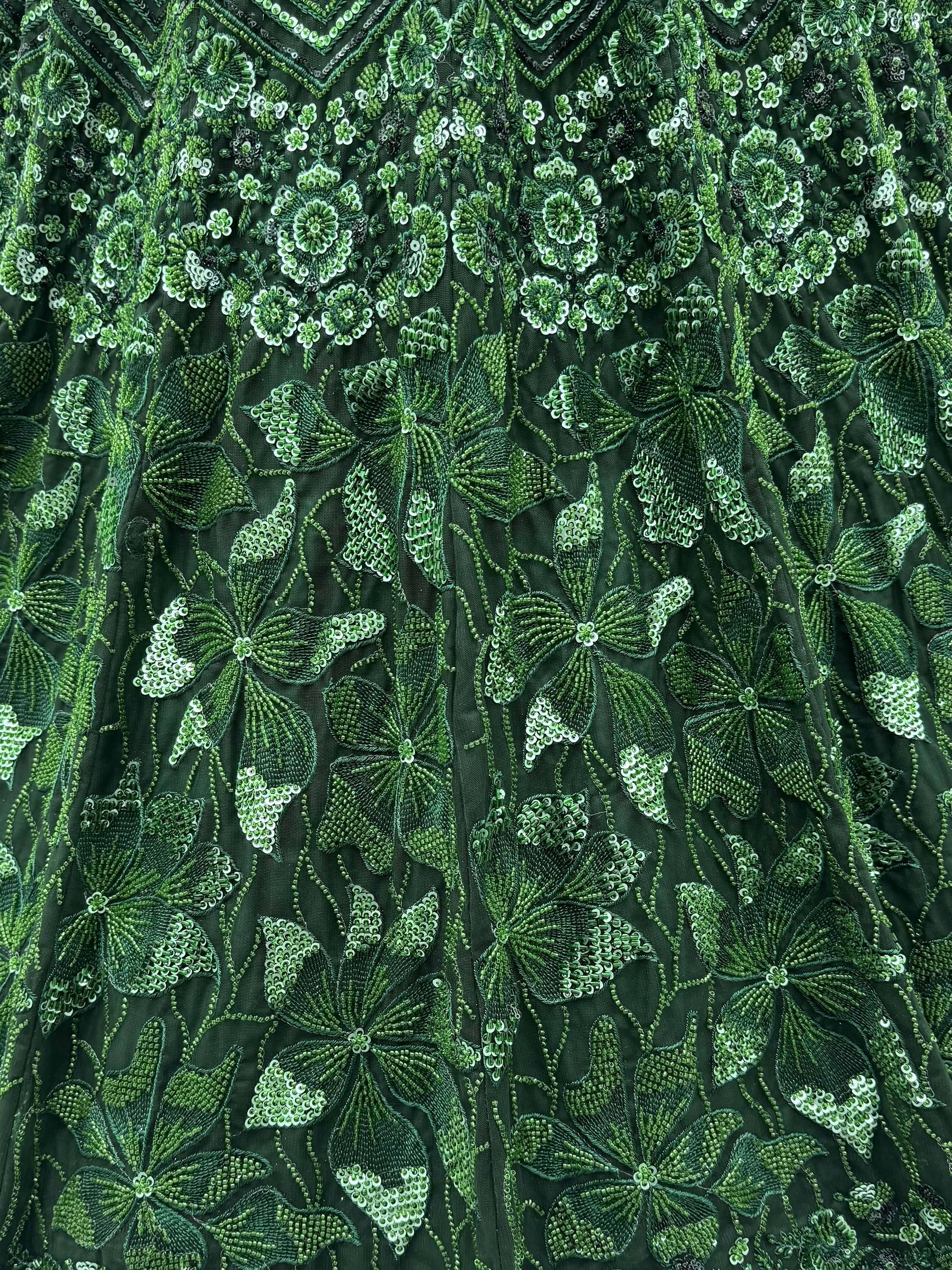 Rich Bottle Green Sequins Net Cocktail Wear Lehenga Choli With Dupatta