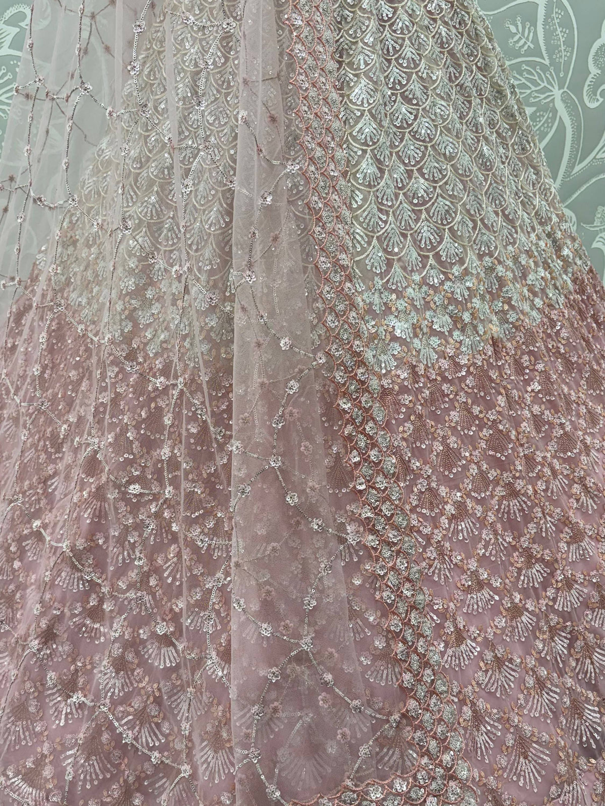 Sparkling Light Pink Sequins Net Sangeet Wear Lehenga Choli With Dupatta