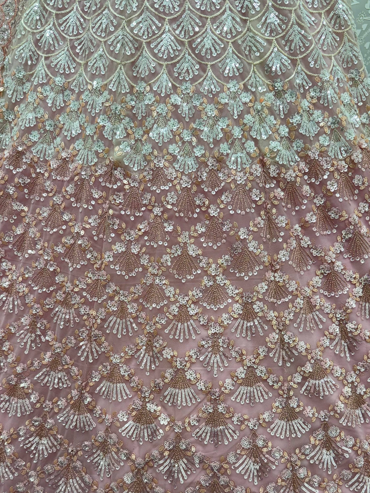 Sparkling Light Pink Sequins Net Sangeet Wear Lehenga Choli With Dupatta