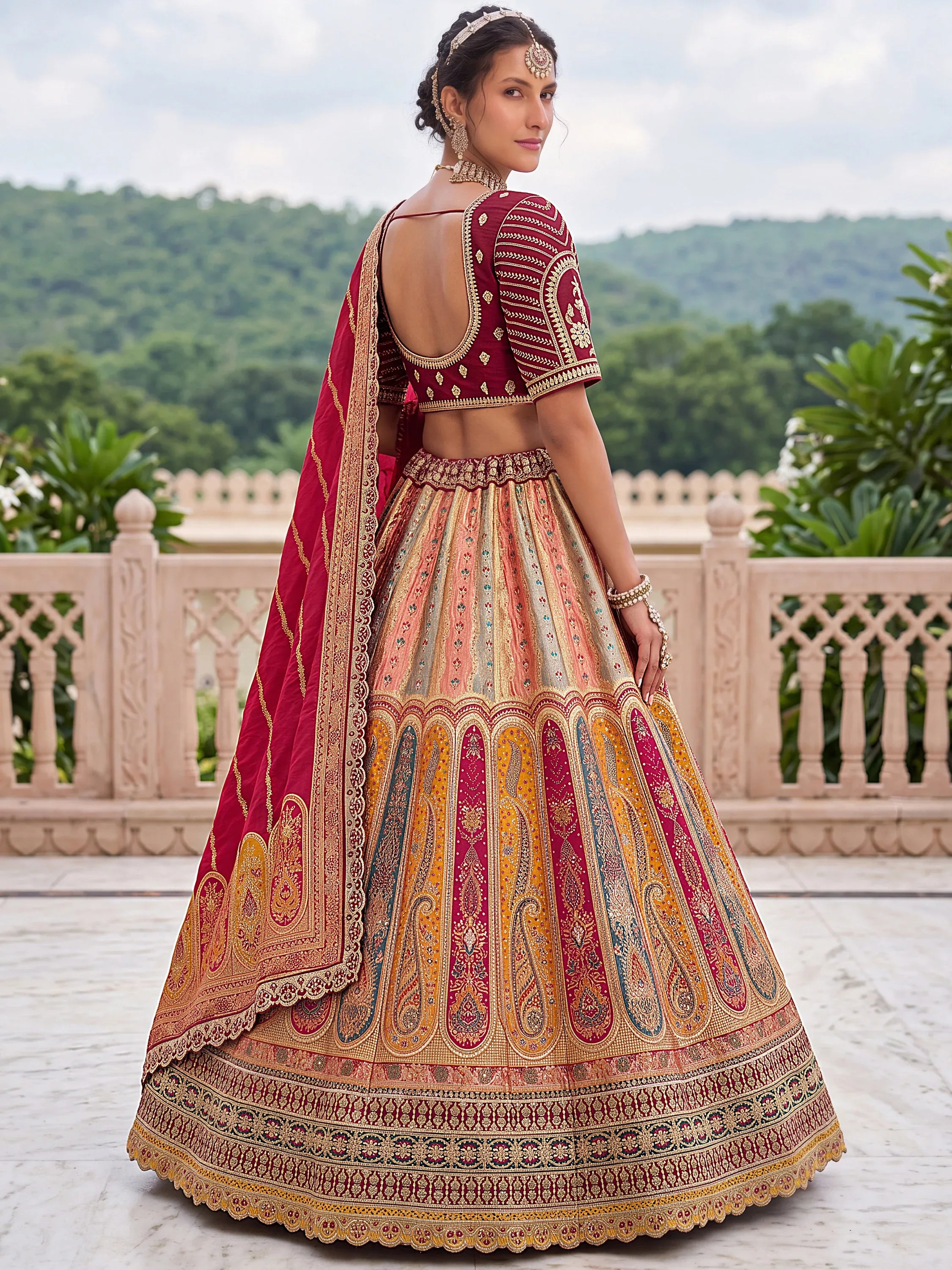 Grand Multicolor Zari Work Banarasi Reception Wear Lehenga Choli